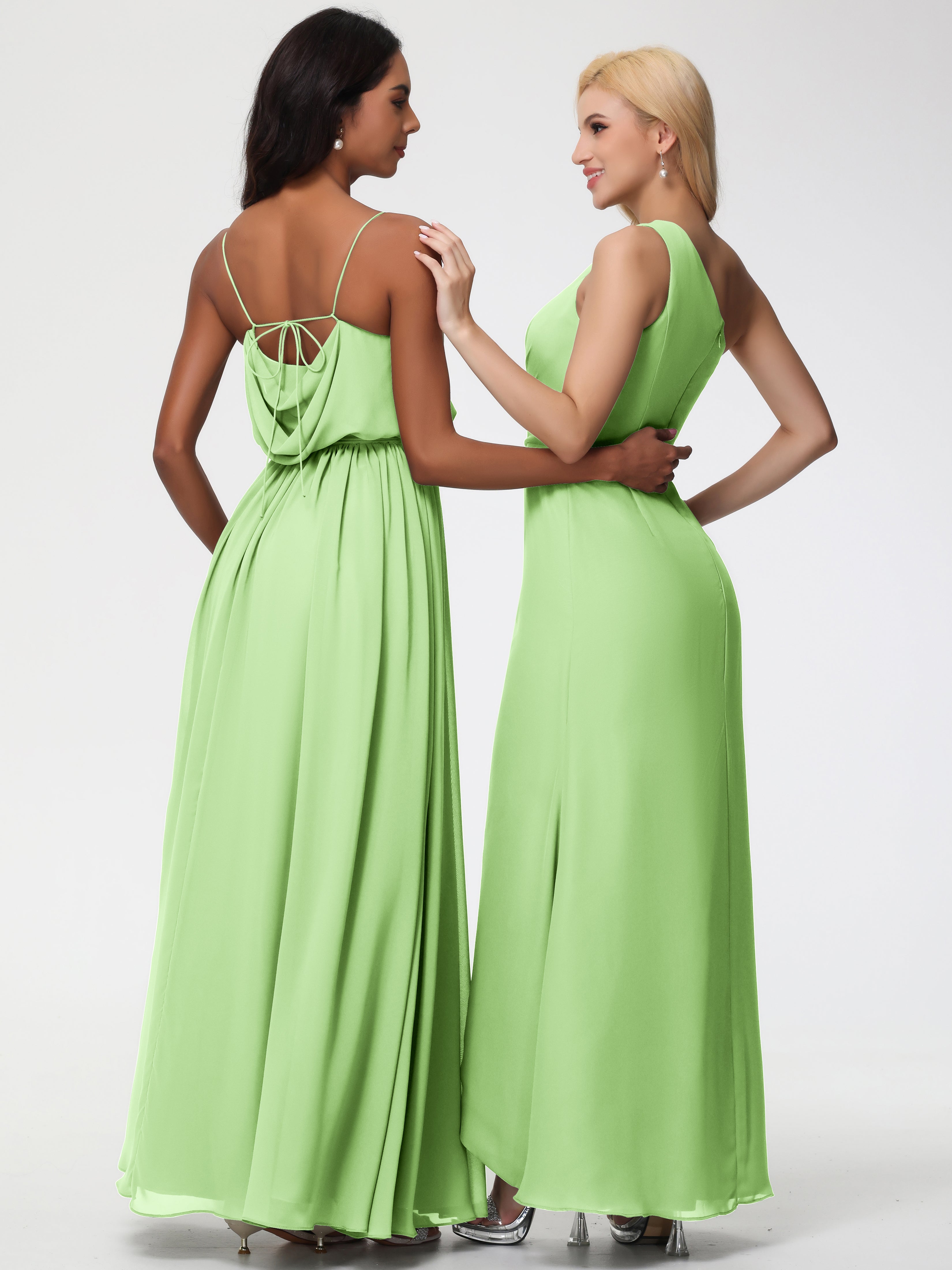 A-Line Cowl Spaghetti Straps Sleeveless Long Split Chiffon Bridesmaid Dresses (Copy)