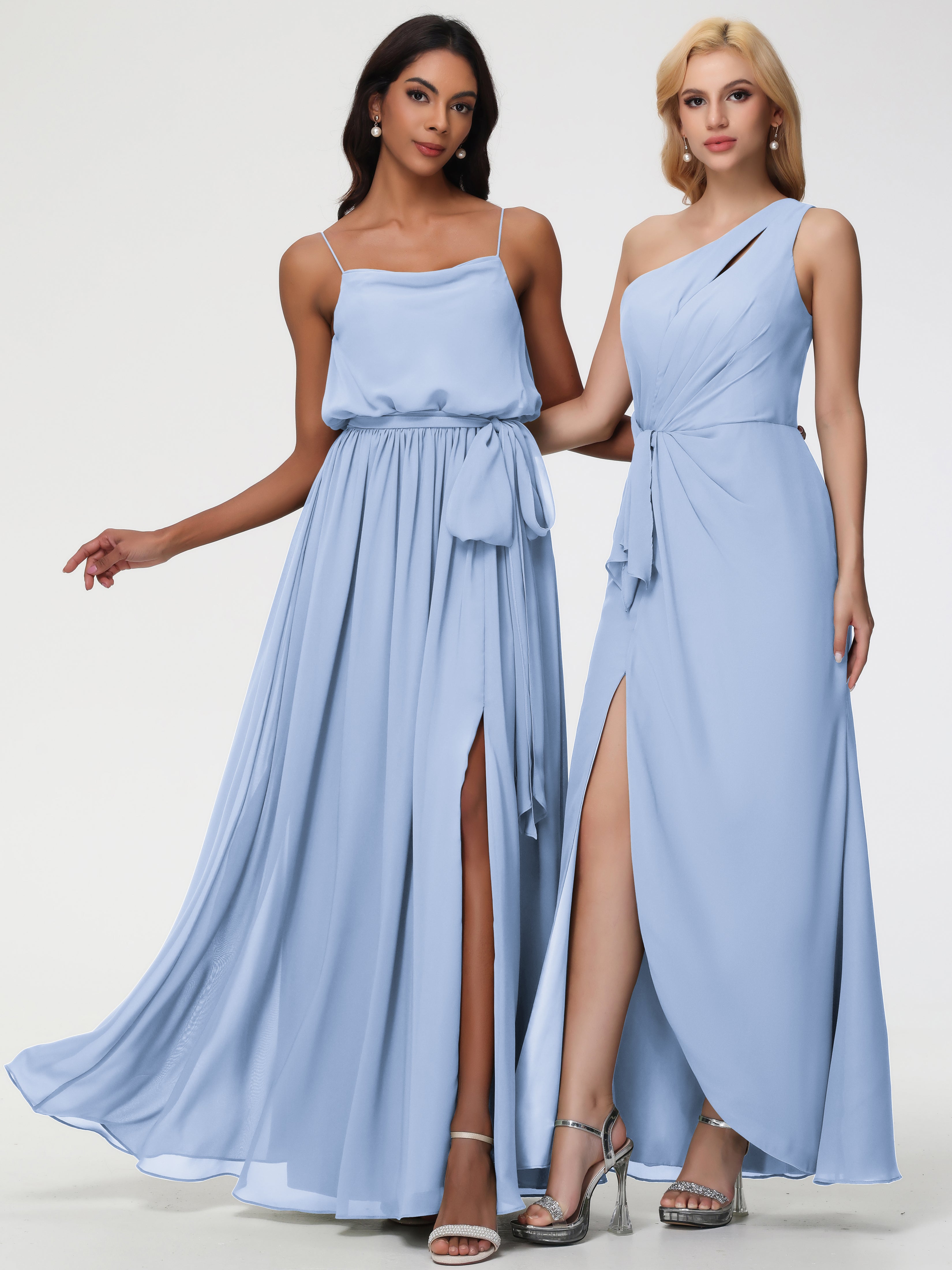 A-Line Cowl Spaghetti Straps Sleeveless Long Split Chiffon Bridesmaid Dresses (Copy)
