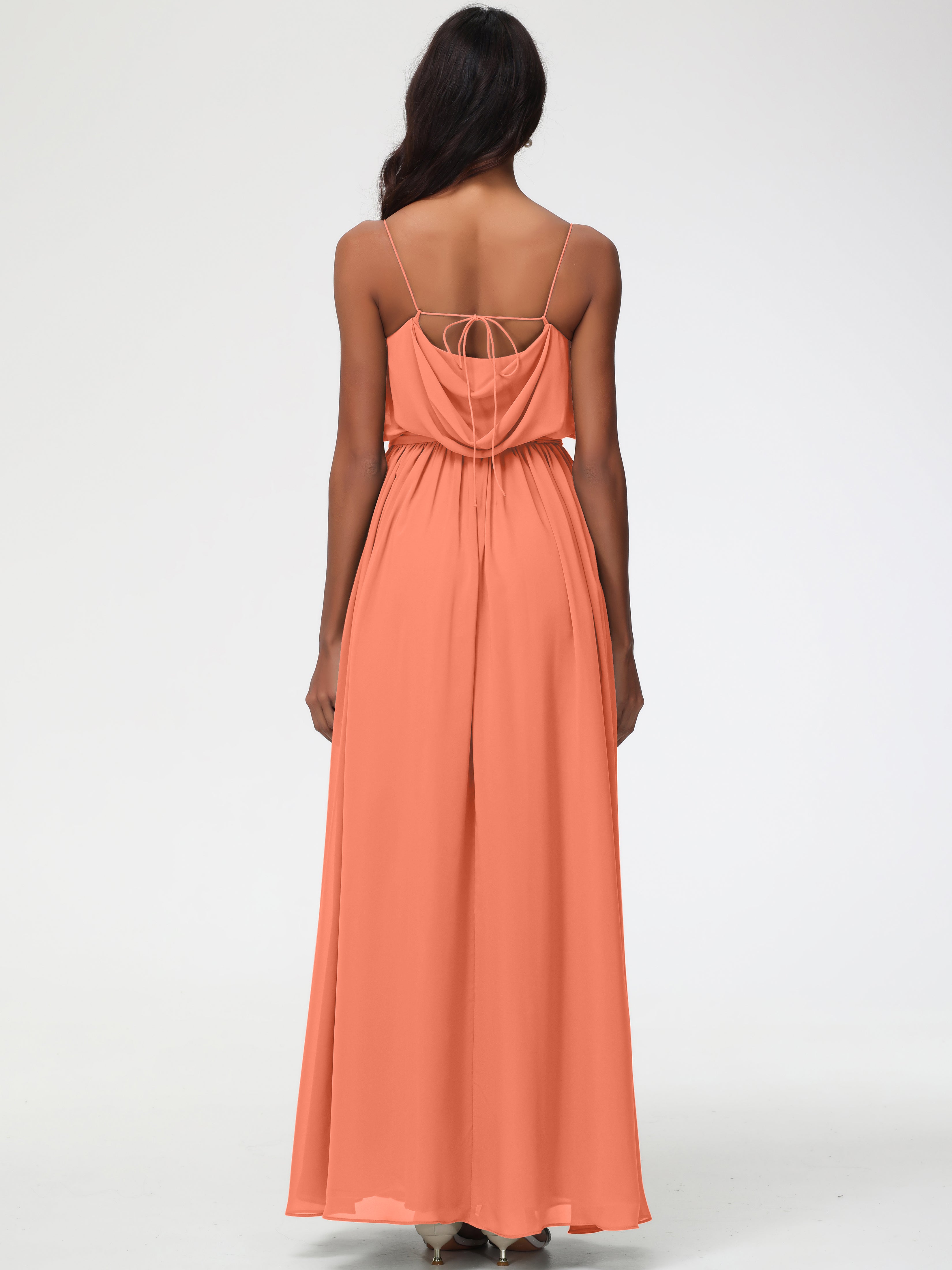 A-Line Cowl Spaghetti Straps Sleeveless Long Split Chiffon Bridesmaid Dresses (Copy)