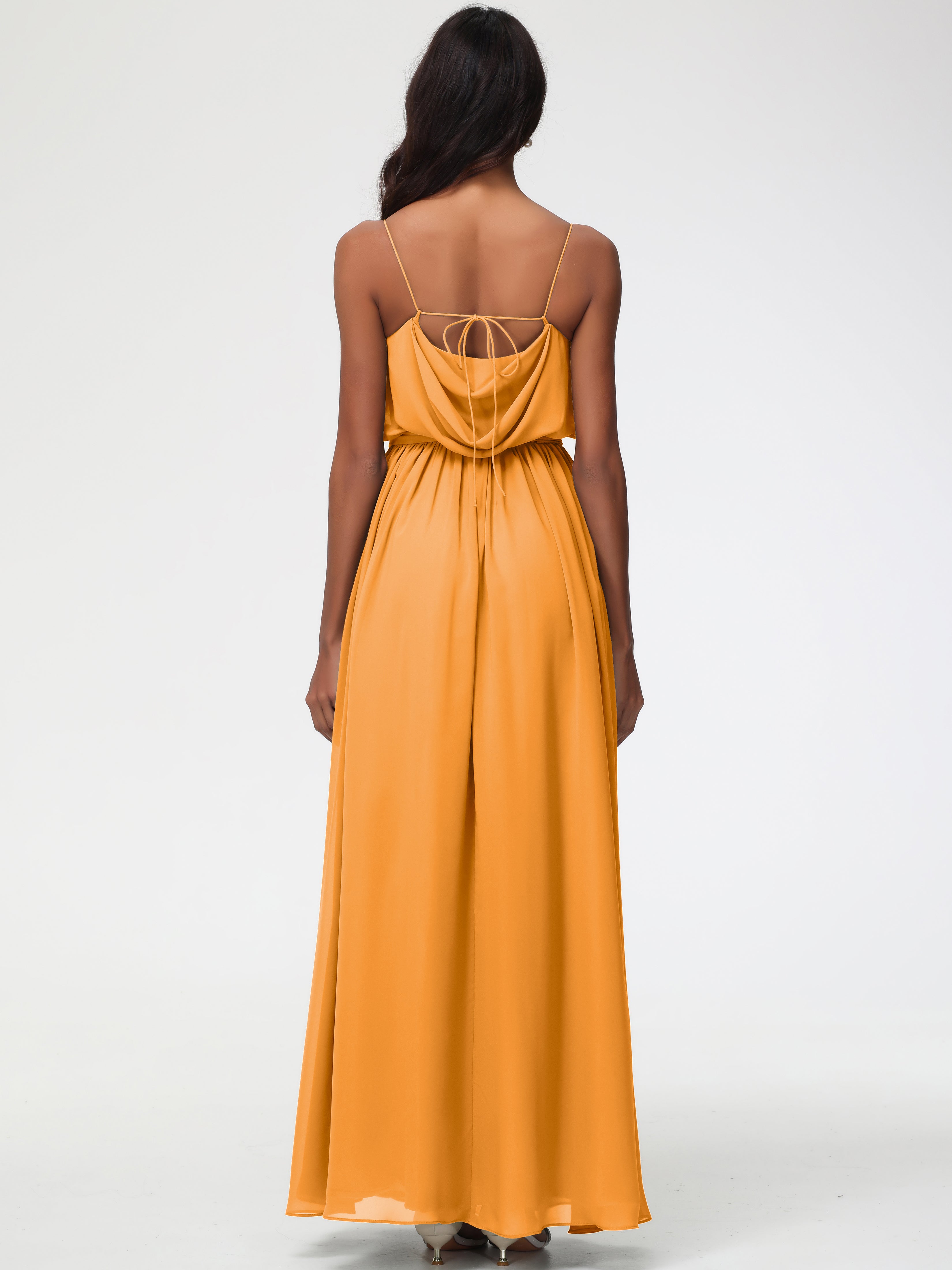 A-Line Cowl Spaghetti Straps Sleeveless Long Split Chiffon Bridesmaid Dresses (Copy)