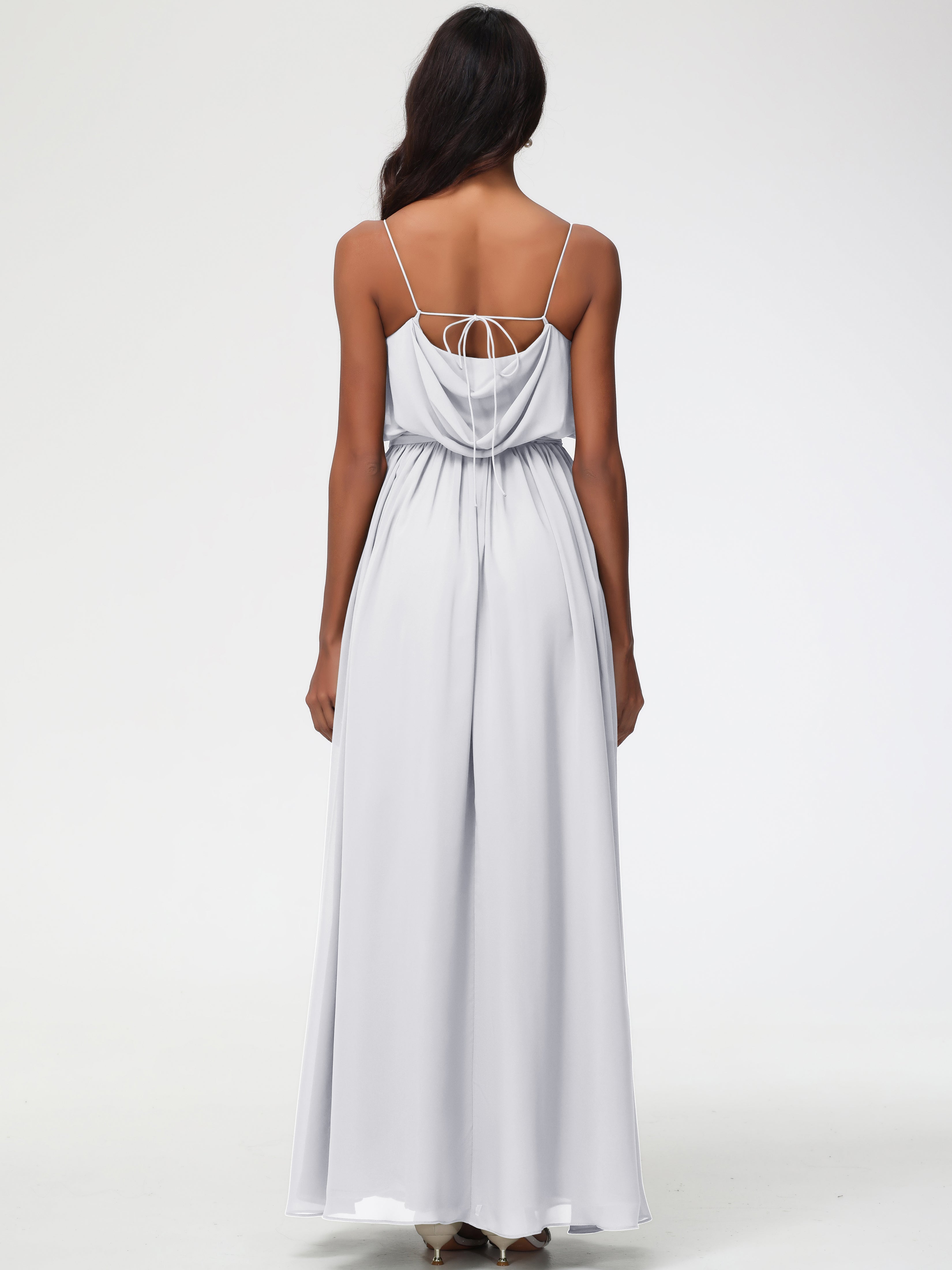 A-Line Cowl Spaghetti Straps Sleeveless Long Split Chiffon Bridesmaid Dresses (Copy)