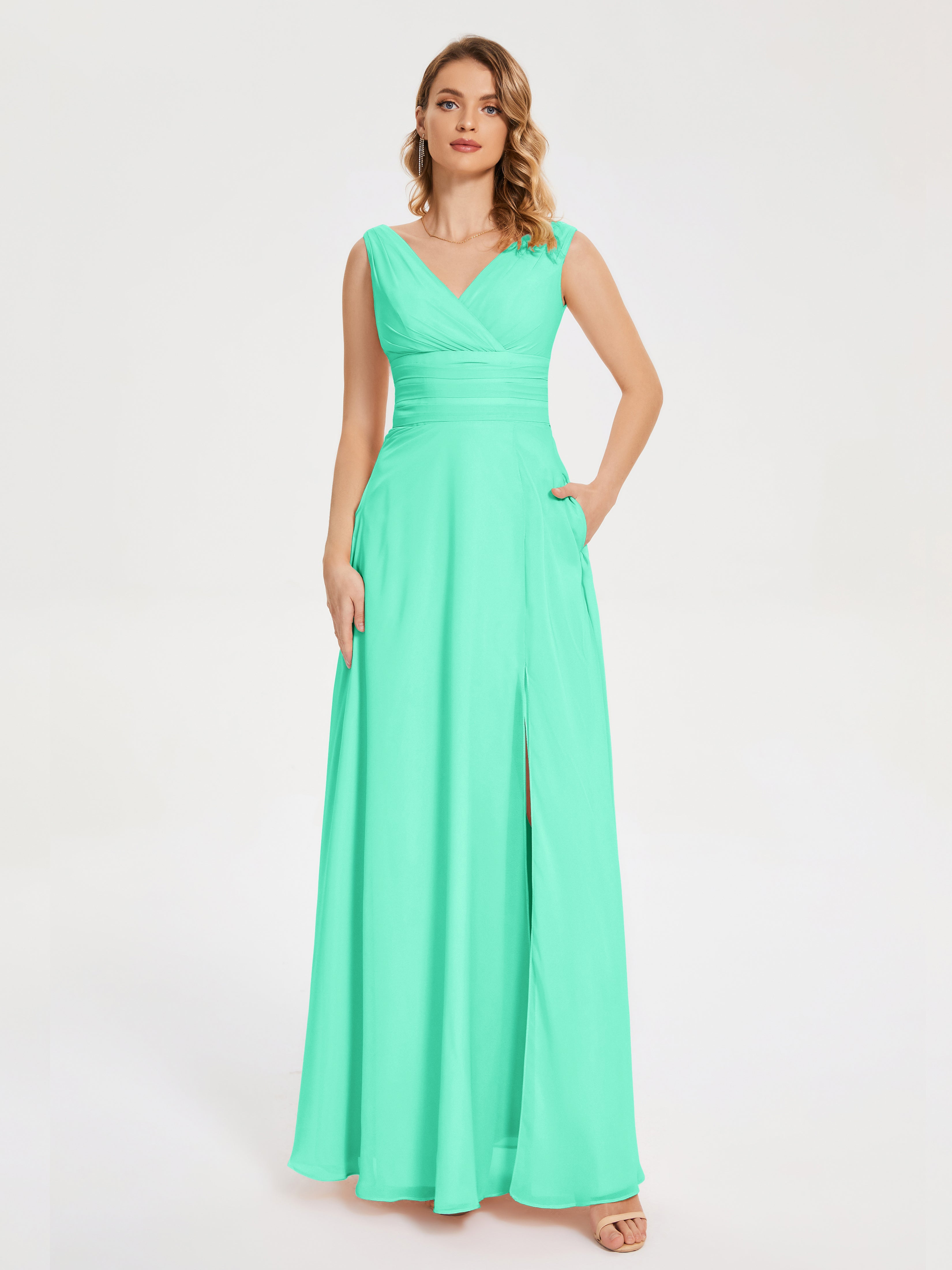 Blue Turquoise Bridesmaid Dresses Lucille Elegant Chiffon Bridesmaid D