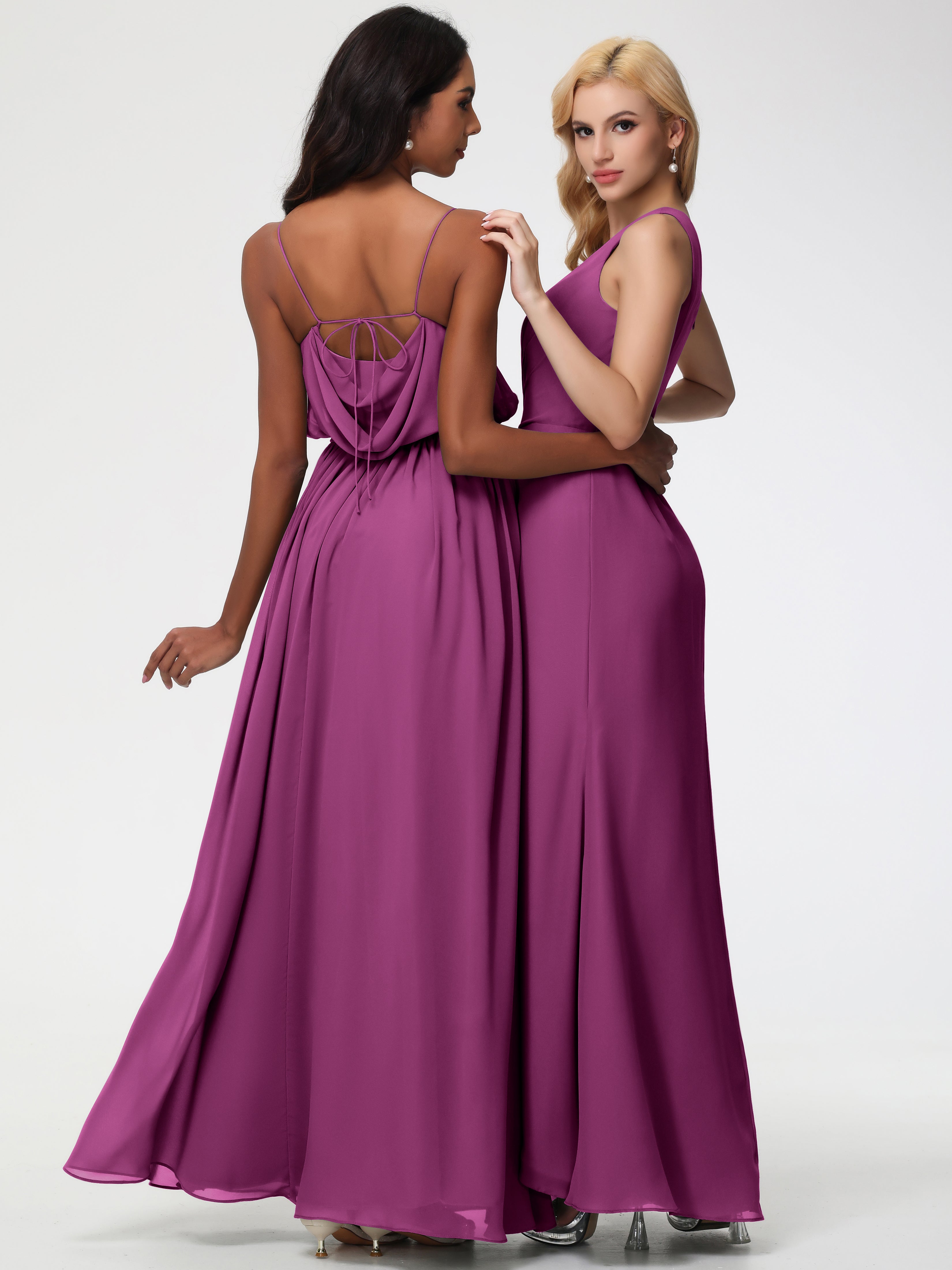 One Shoulder Sheath/Column Sleeveless Long Split Chiffon Bridesmaid Dresses (Copy)