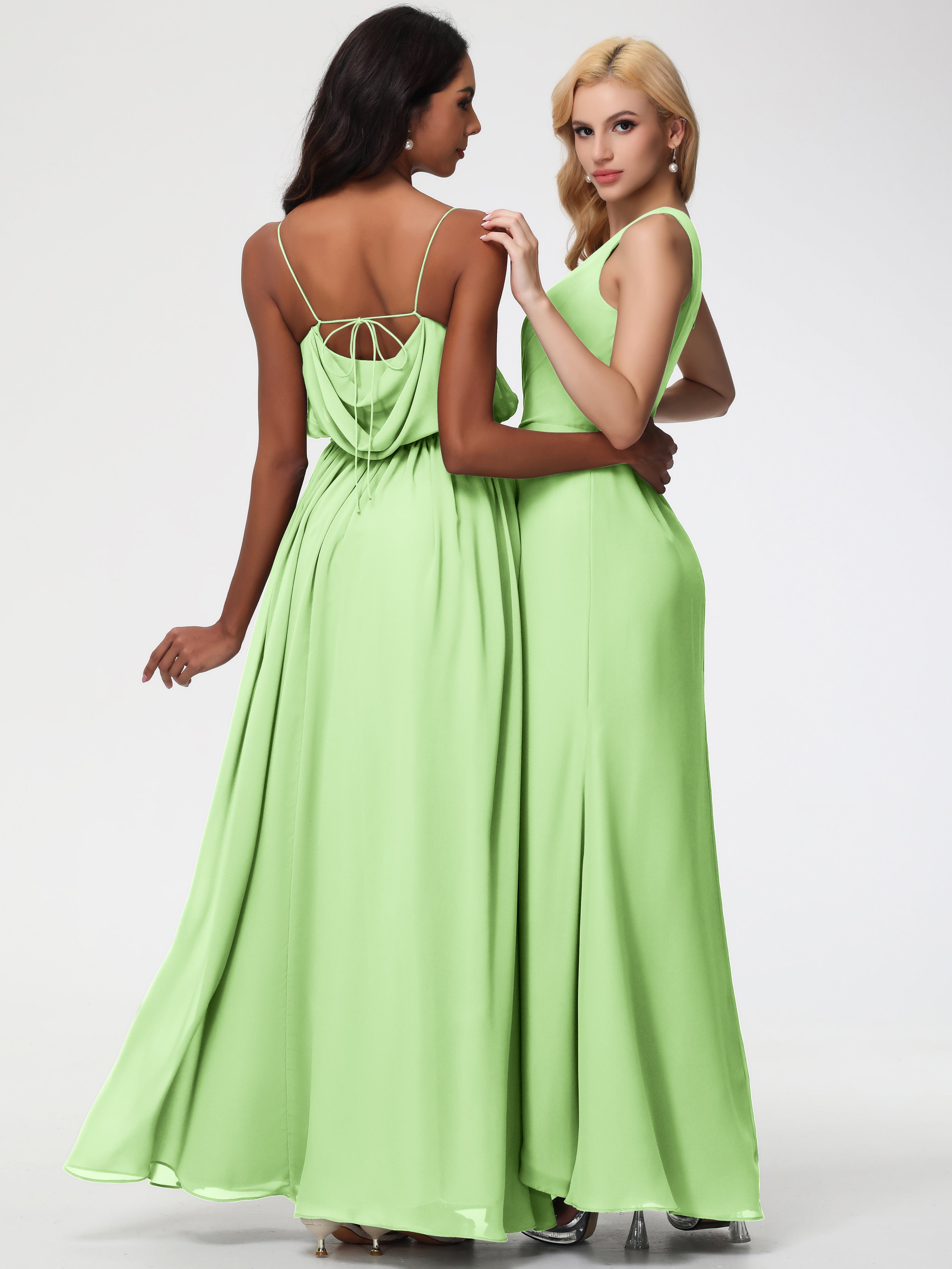 One Shoulder Sheath/Column Sleeveless Long Split Chiffon Bridesmaid Dresses (Copy)