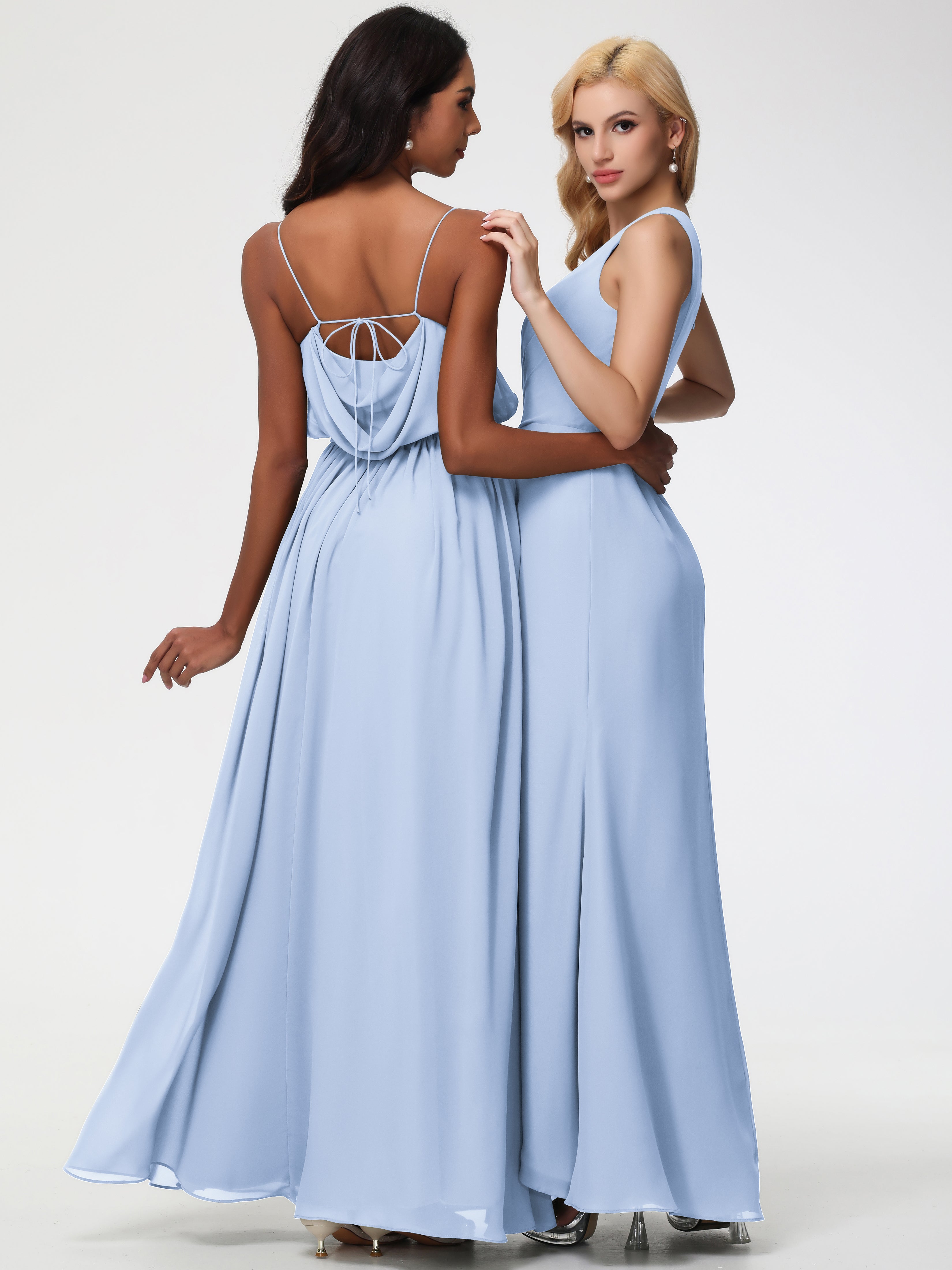 One Shoulder Sheath/Column Sleeveless Long Split Chiffon Bridesmaid Dresses (Copy)