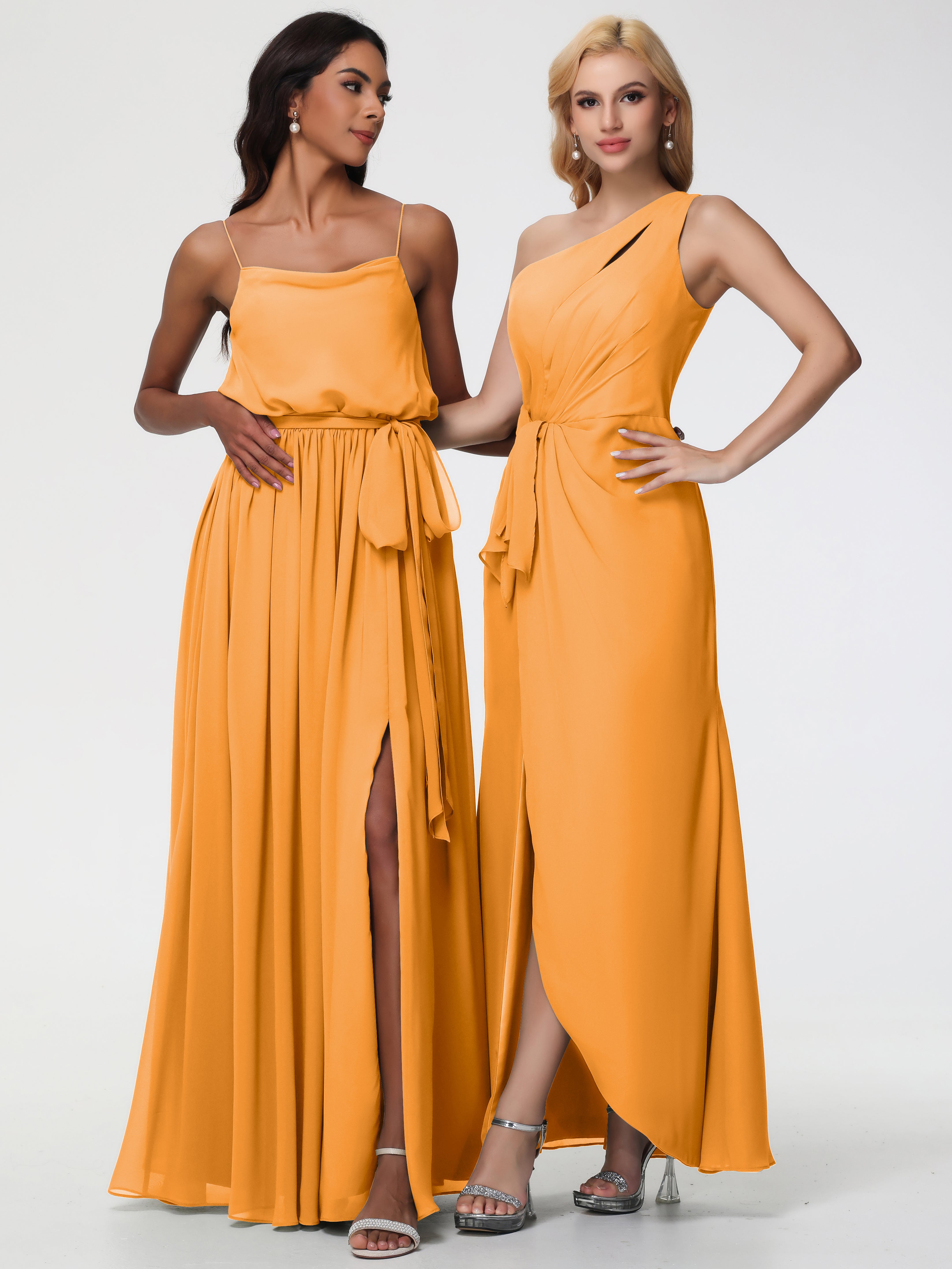 One Shoulder Sheath/Column Sleeveless Long Split Chiffon Bridesmaid Dresses (Copy)