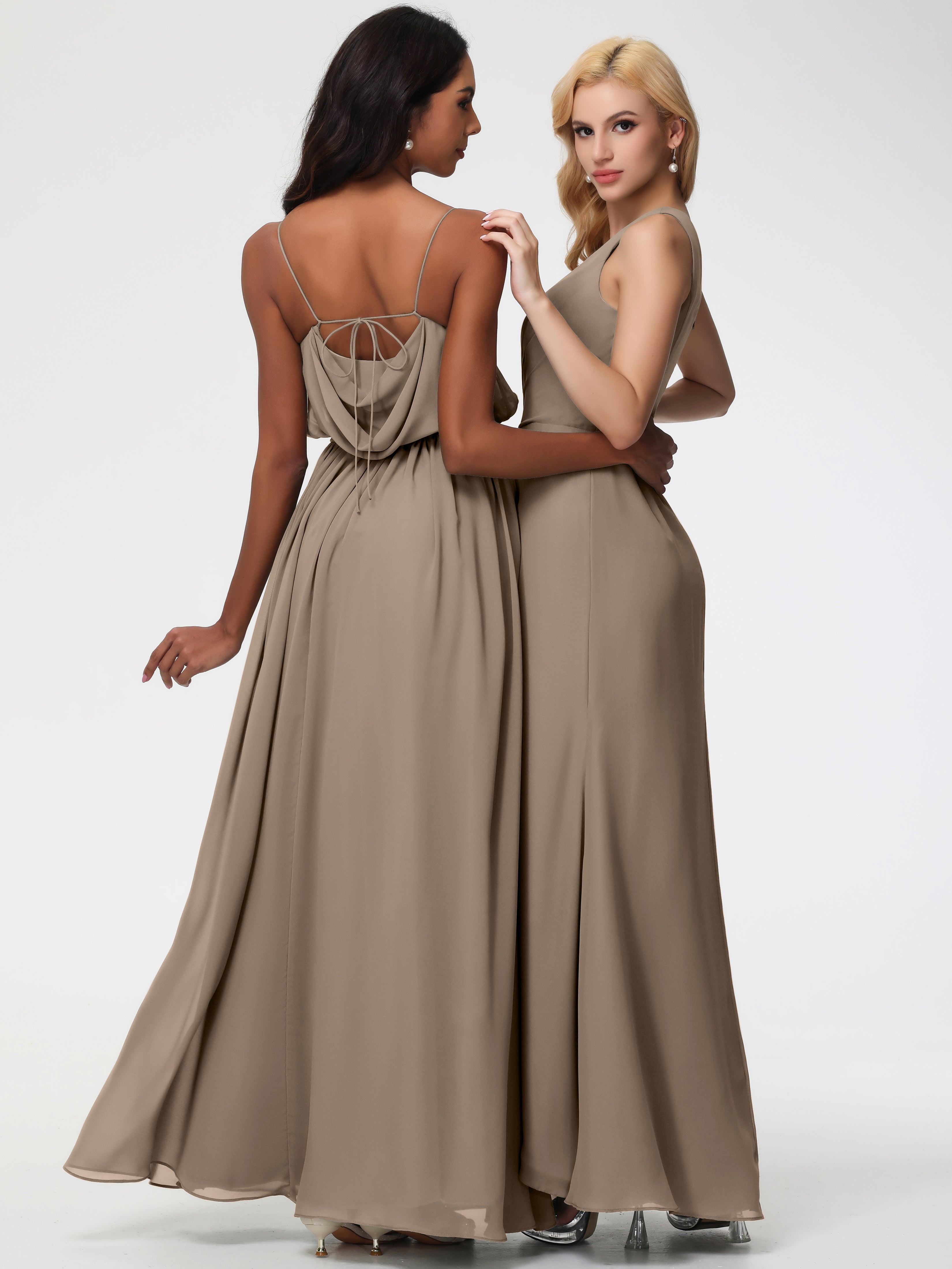 One Shoulder Sheath/Column Sleeveless Long Split Chiffon Bridesmaid Dresses (Copy)