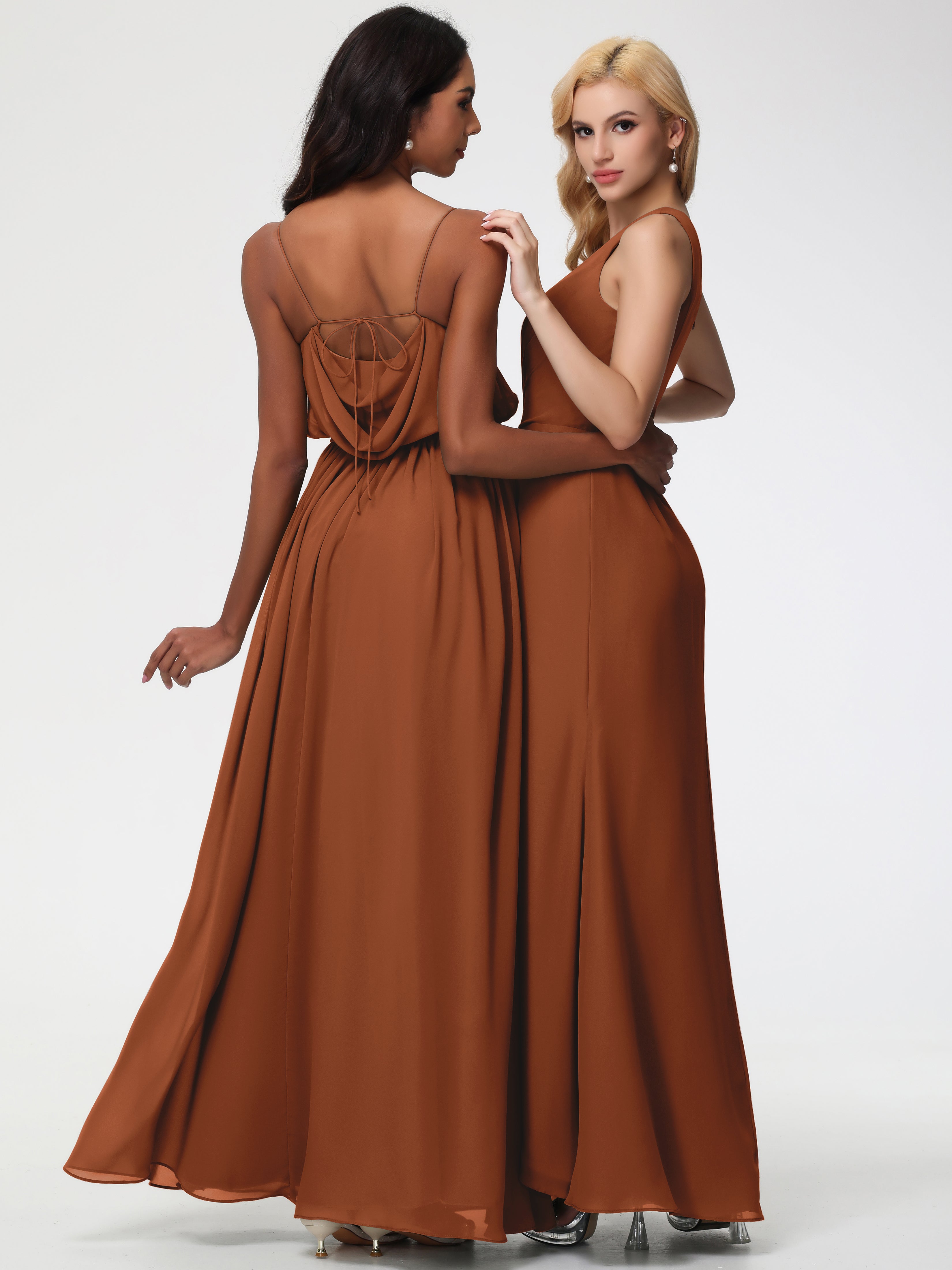 One Shoulder Sheath/Column Sleeveless Long Split Chiffon Bridesmaid Dresses (Copy)