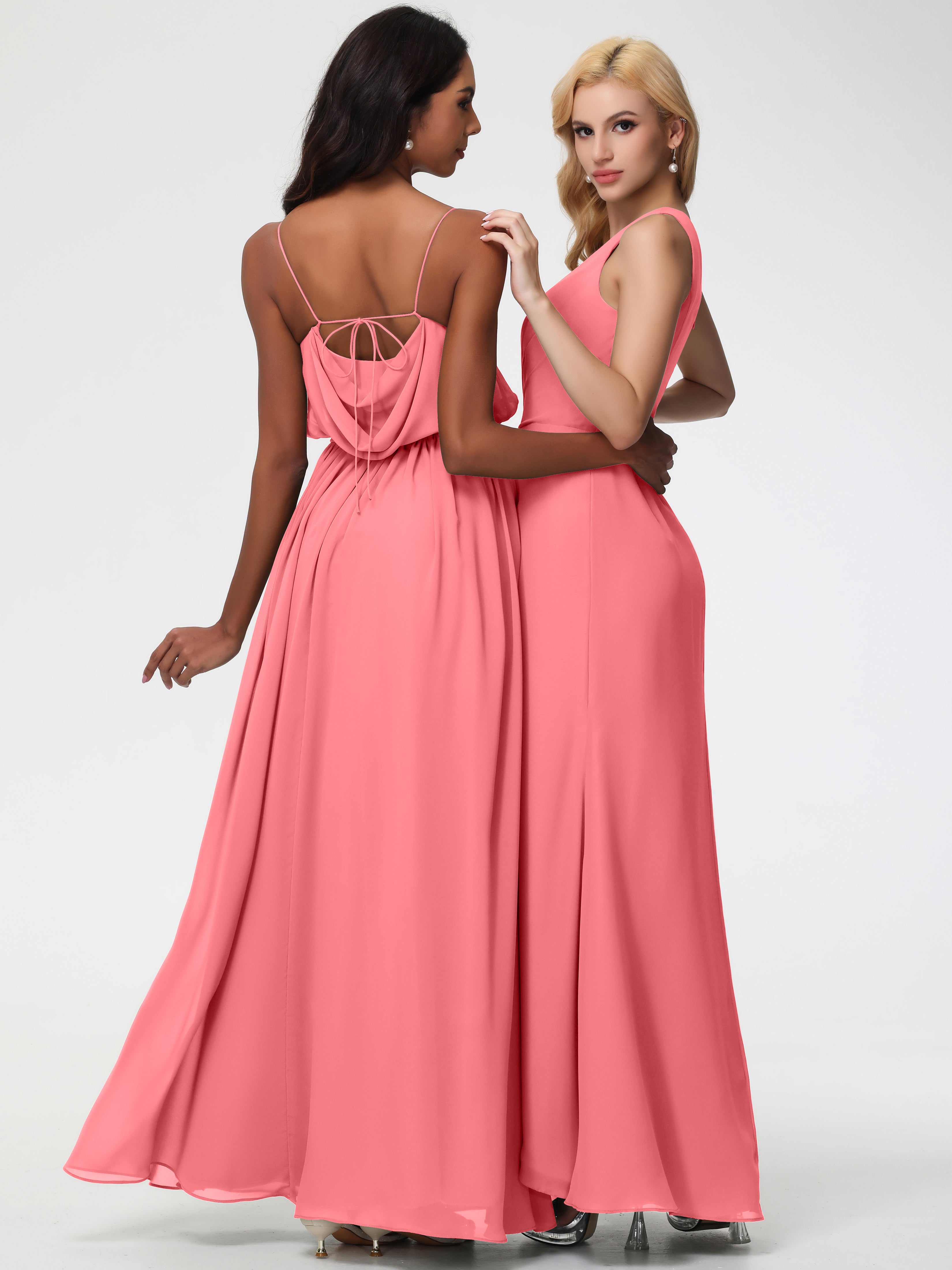 One Shoulder Sheath/Column Sleeveless Long Split Chiffon Bridesmaid Dresses (Copy)