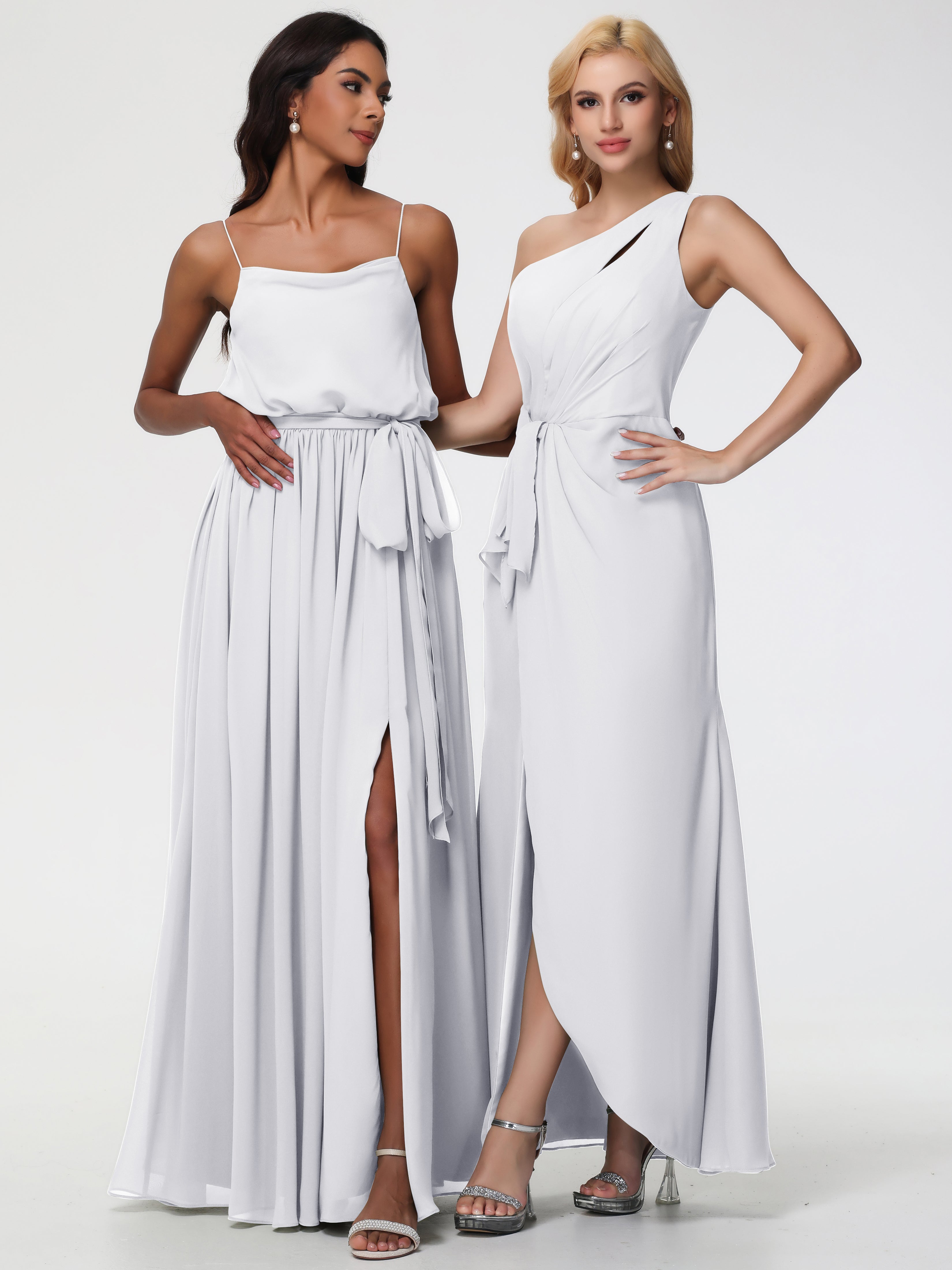 One Shoulder Sheath/Column Sleeveless Long Split Chiffon Bridesmaid Dresses (Copy)