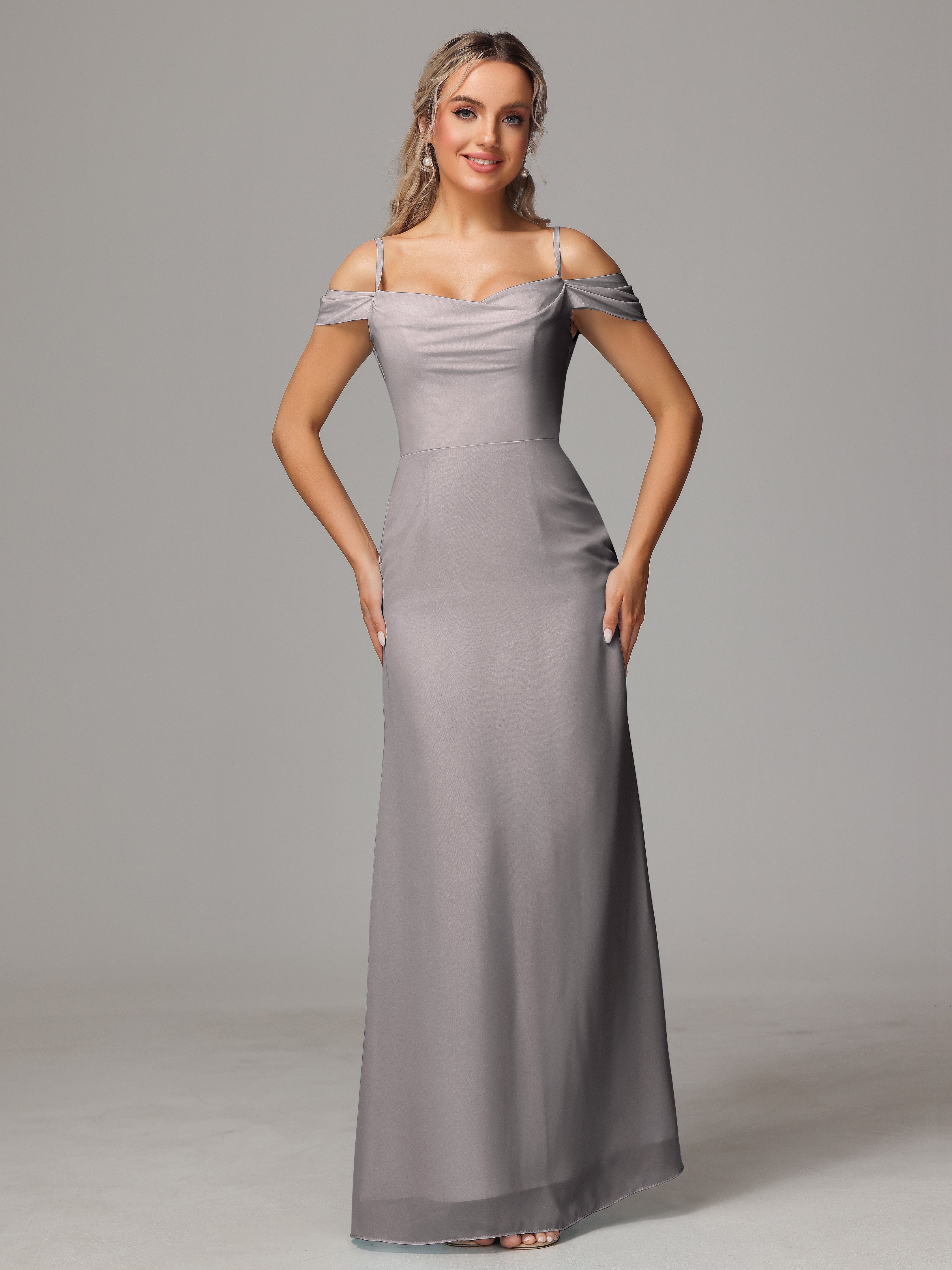 very light blue bridesmaid dresses Simple blue satin long prom dress blue bridesmaid dress – dresstby main image 1