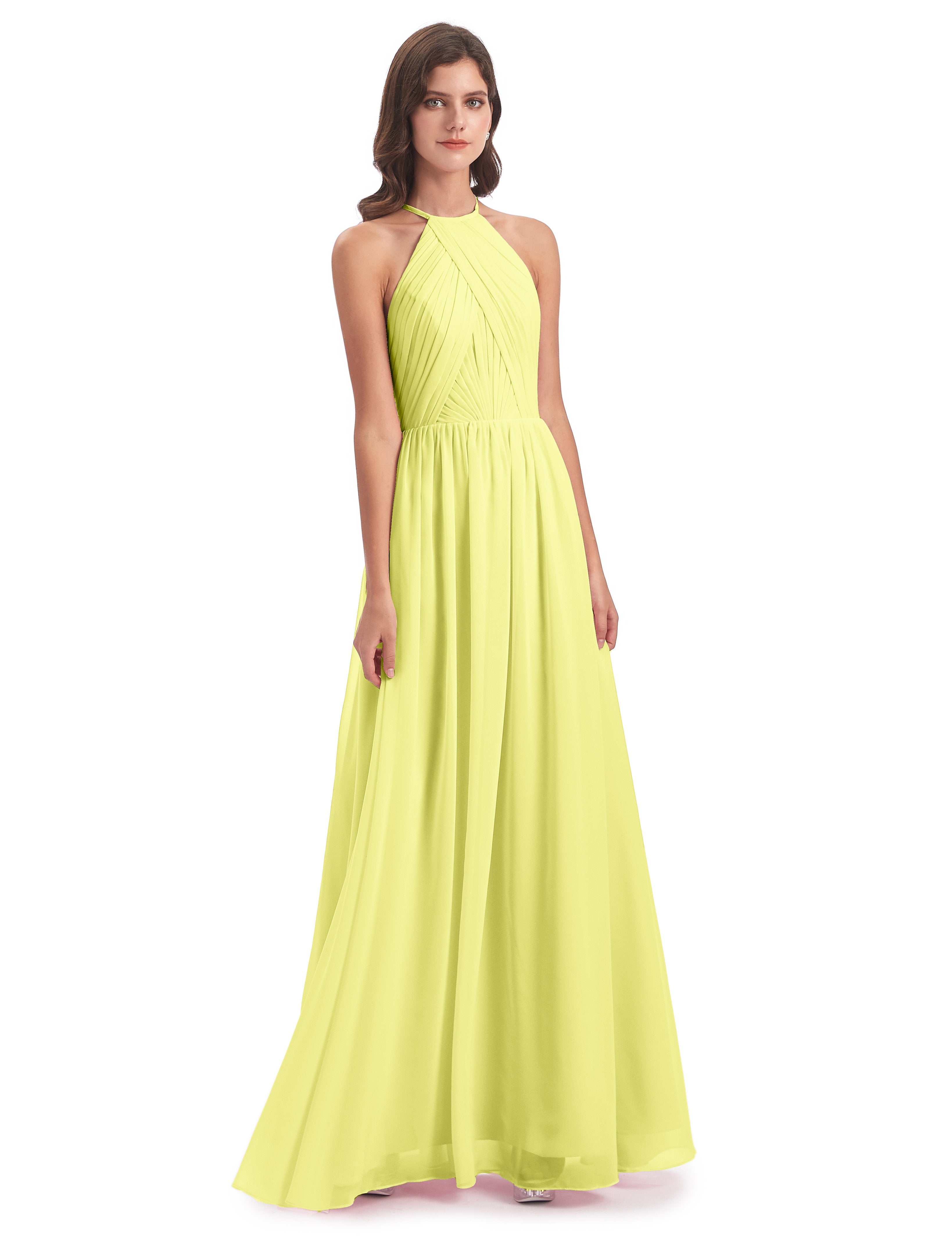 Daffodil Colour Bridesmaid Dresses Mackenzie Elegant A-Line Halter Chi