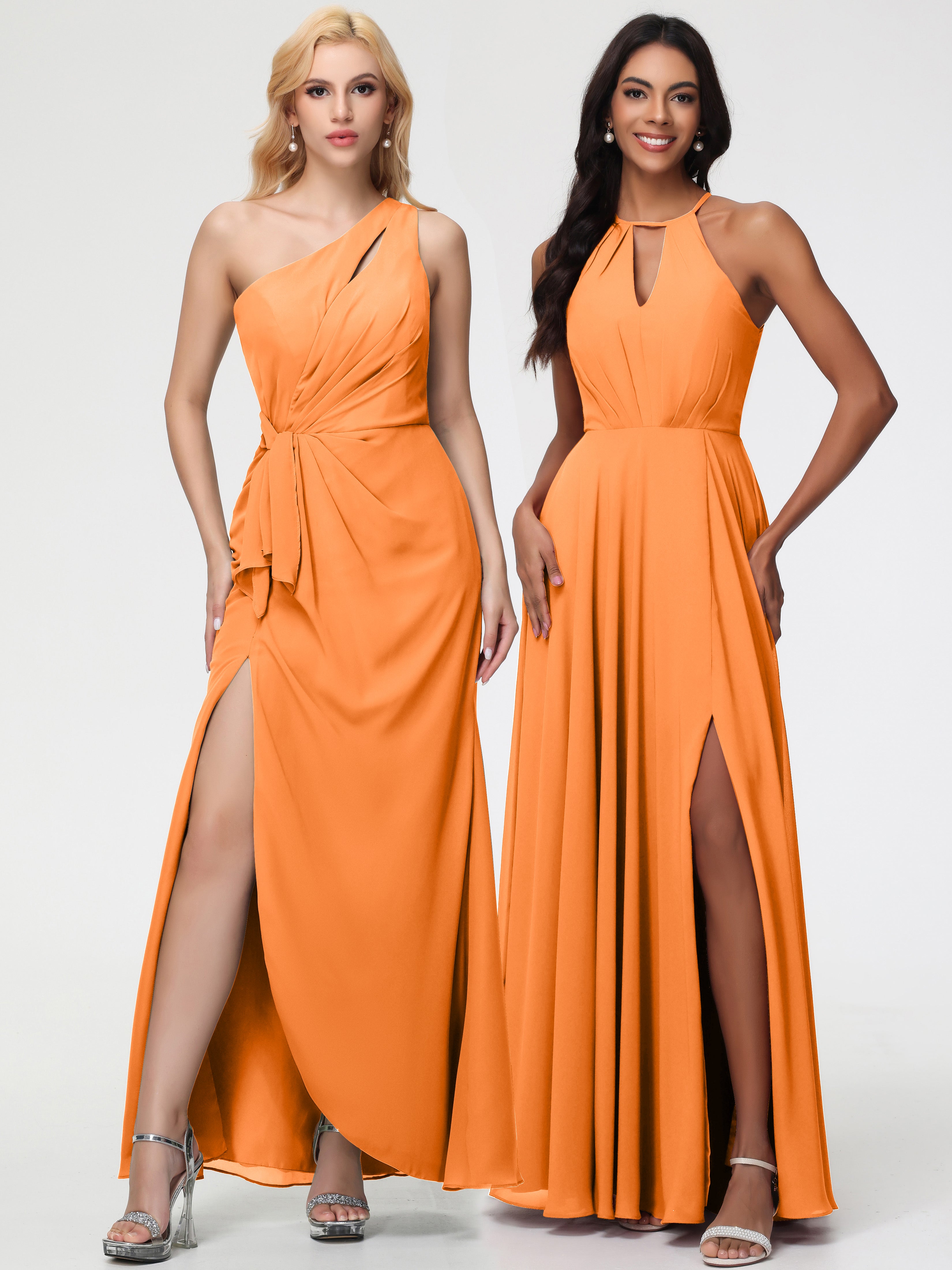 Halter A-Line Sleeveless Floor-Length Split Chiffon Bridesmaid Dresses (Copy)