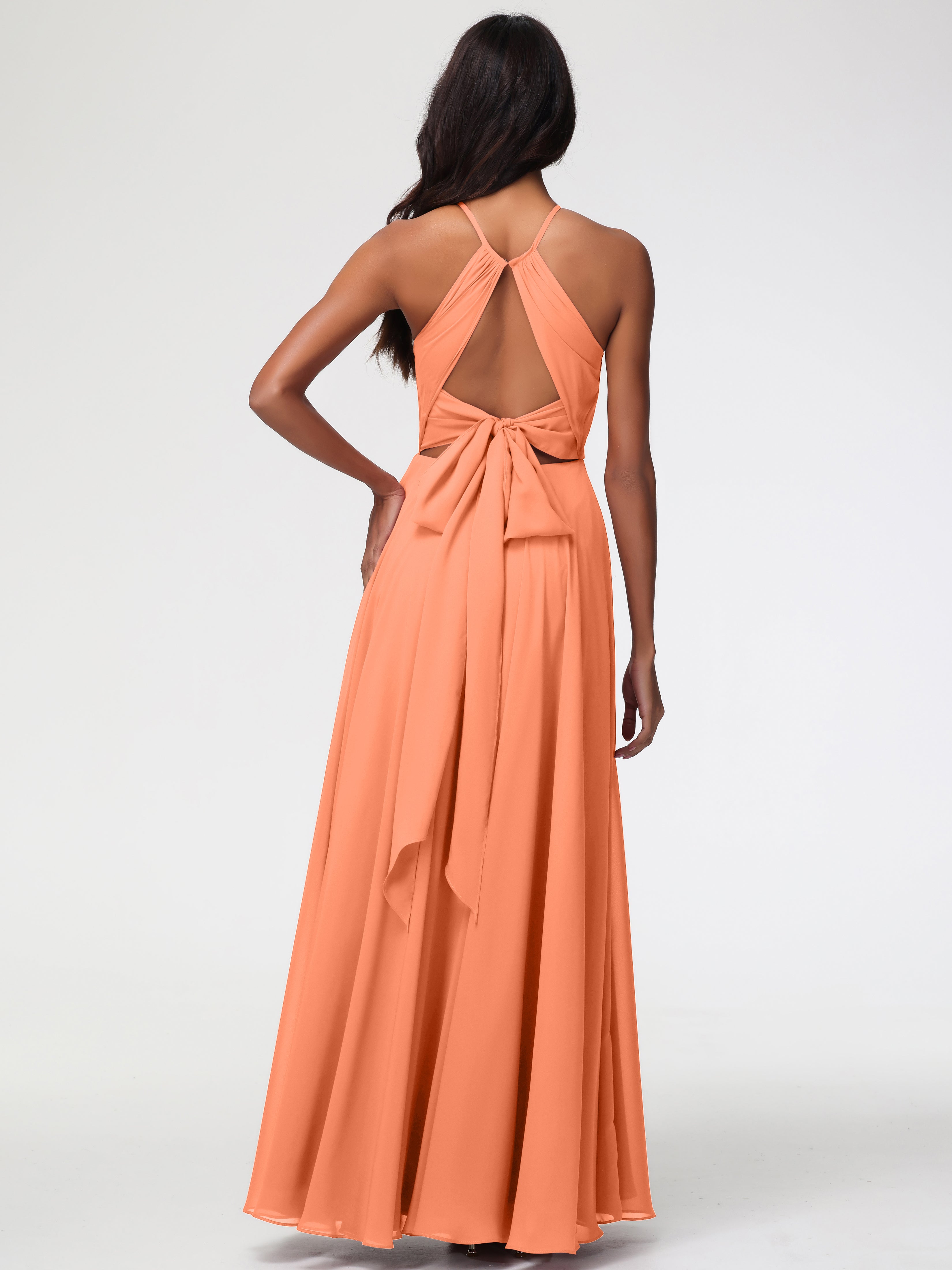 Halter A-Line Sleeveless Floor-Length Split Chiffon Bridesmaid Dresses (Copy)
