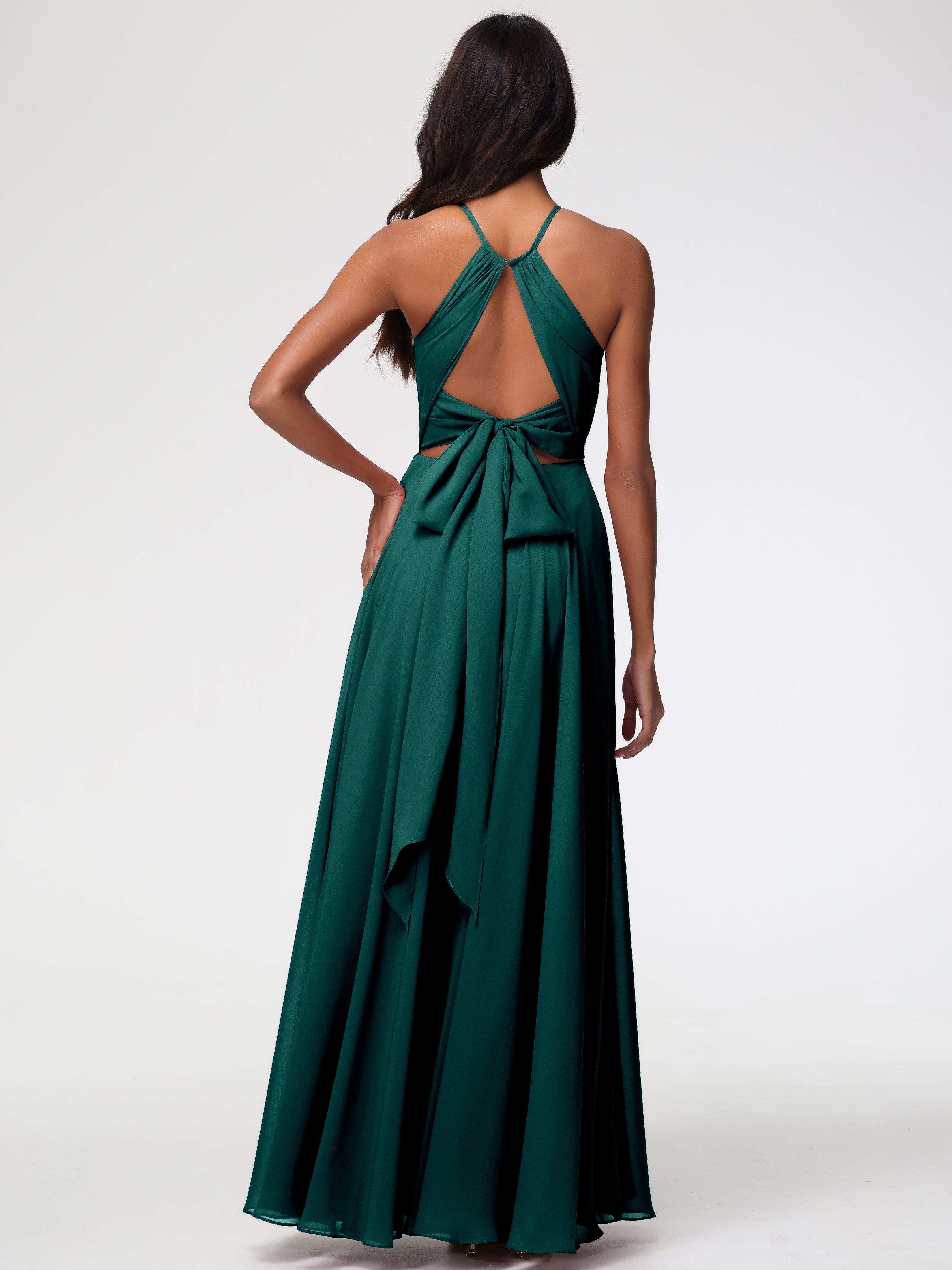 Halter A-Line Sleeveless Floor-Length Split Chiffon Bridesmaid Dresses (Copy)