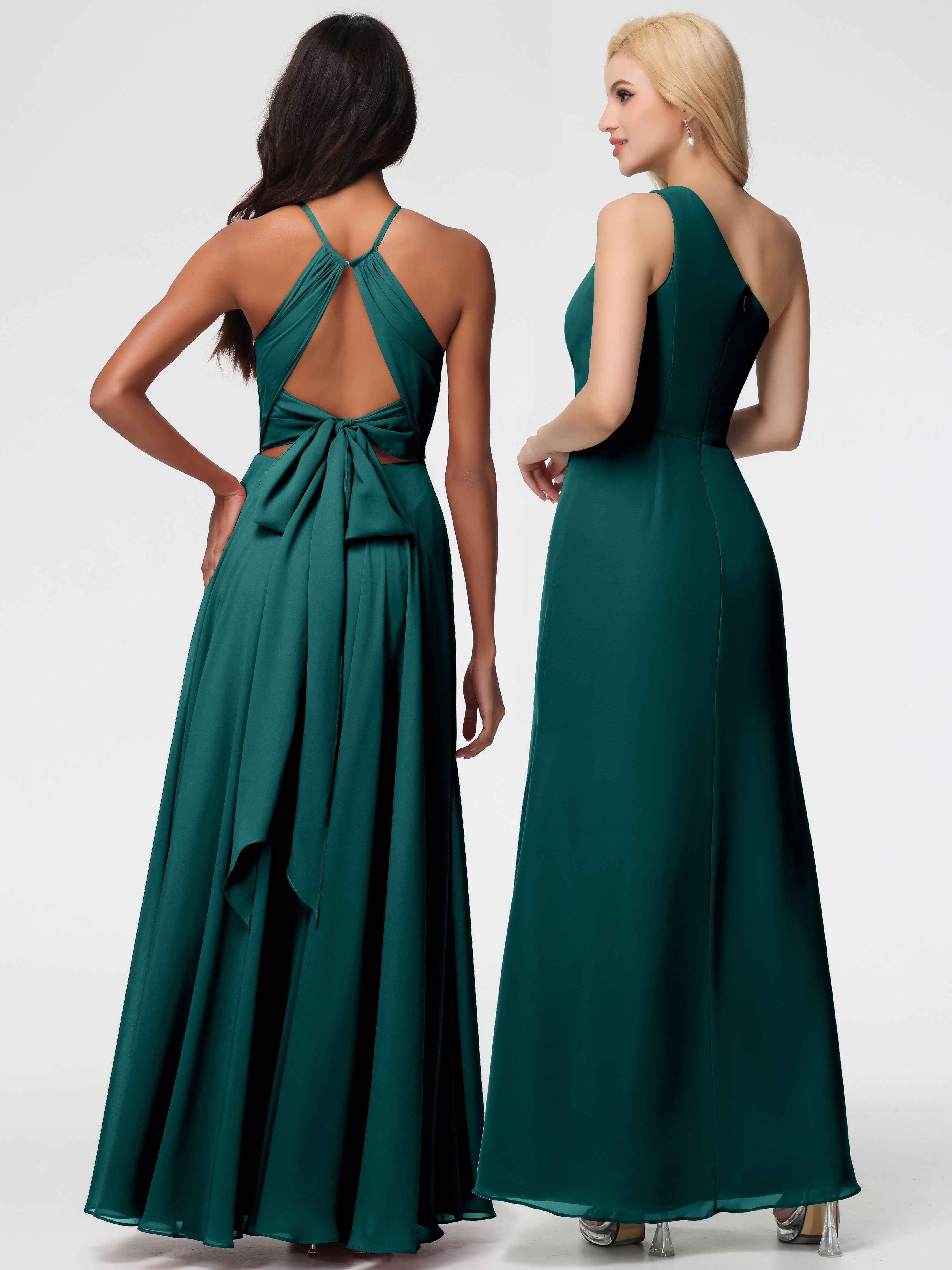 Halter A-Line Sleeveless Floor-Length Split Chiffon Bridesmaid Dresses (Copy)
