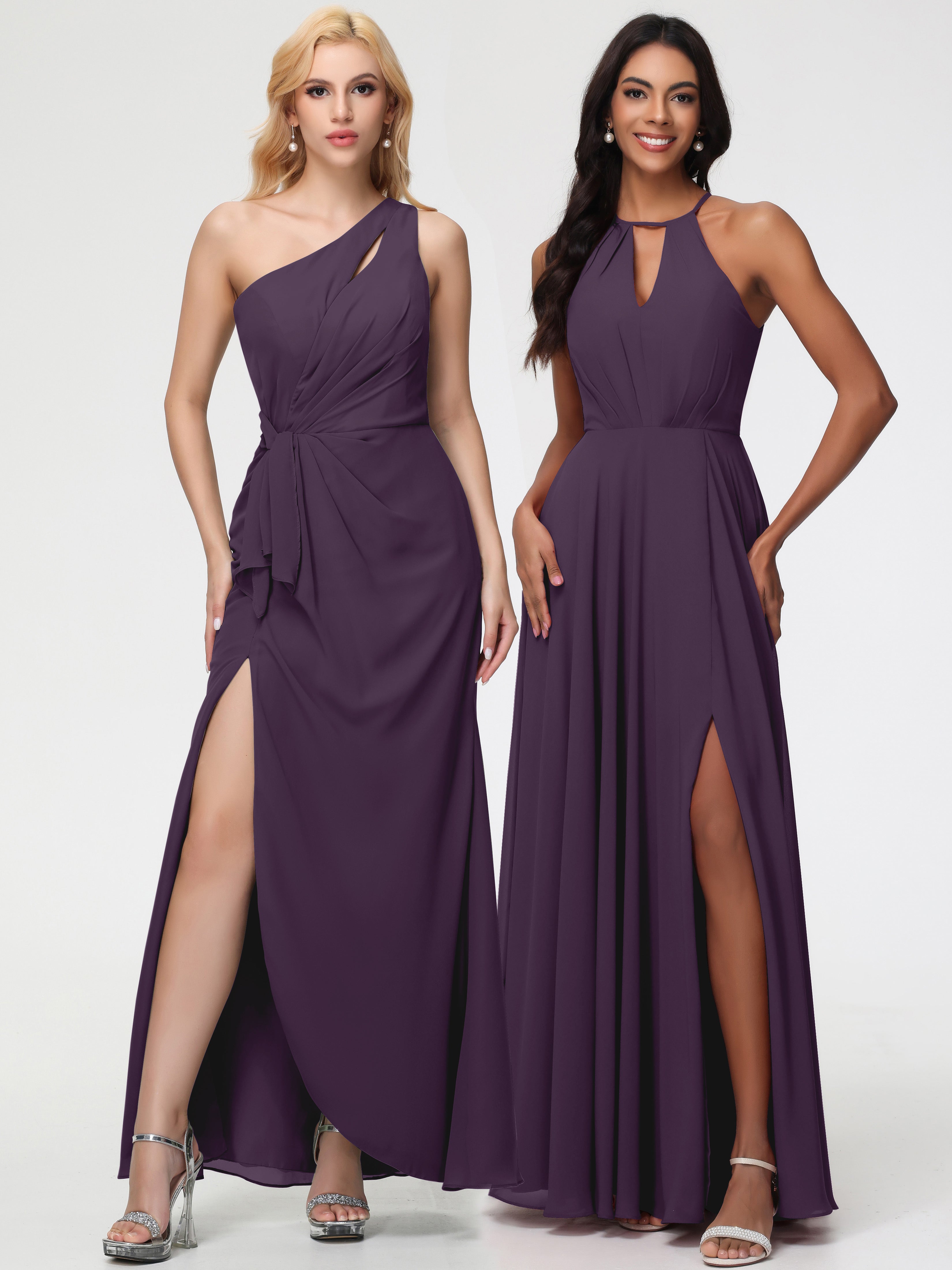 Halter A-Line Sleeveless Floor-Length Split Chiffon Bridesmaid Dresses (Copy)