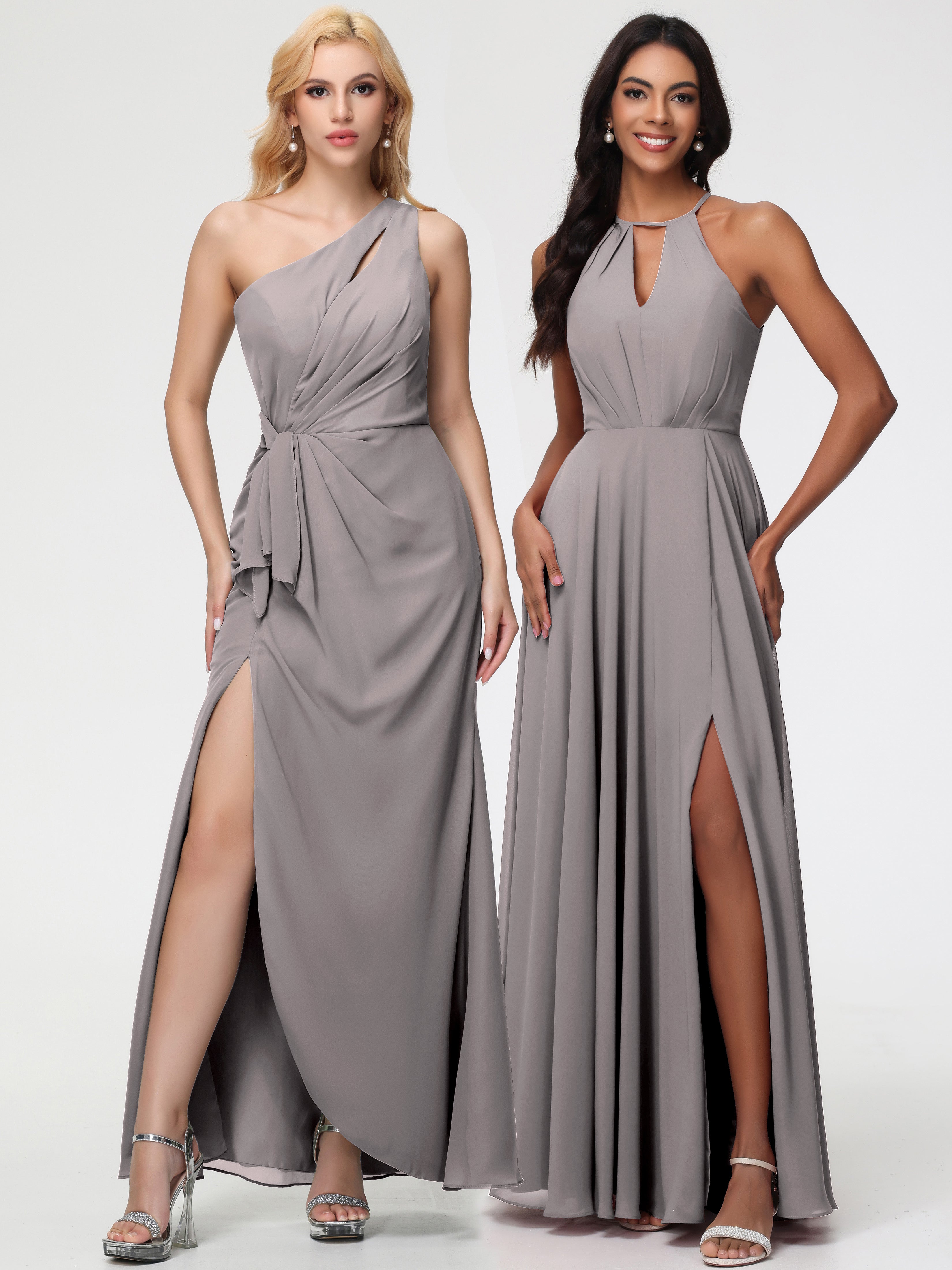 Halter A-Line Sleeveless Floor-Length Split Chiffon Bridesmaid Dresses (Copy)