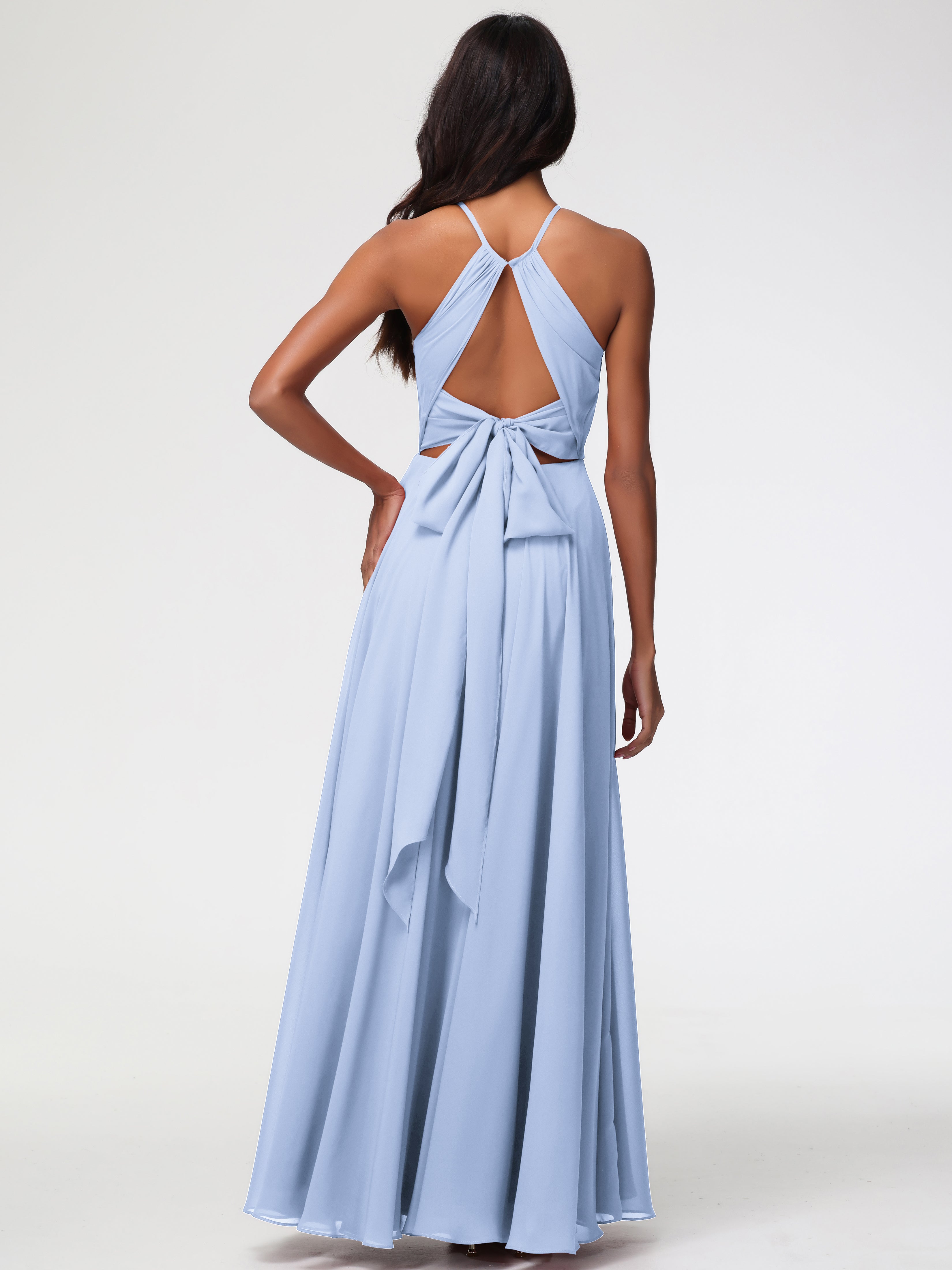 Halter A-Line Sleeveless Floor-Length Split Chiffon Bridesmaid Dresses (Copy)