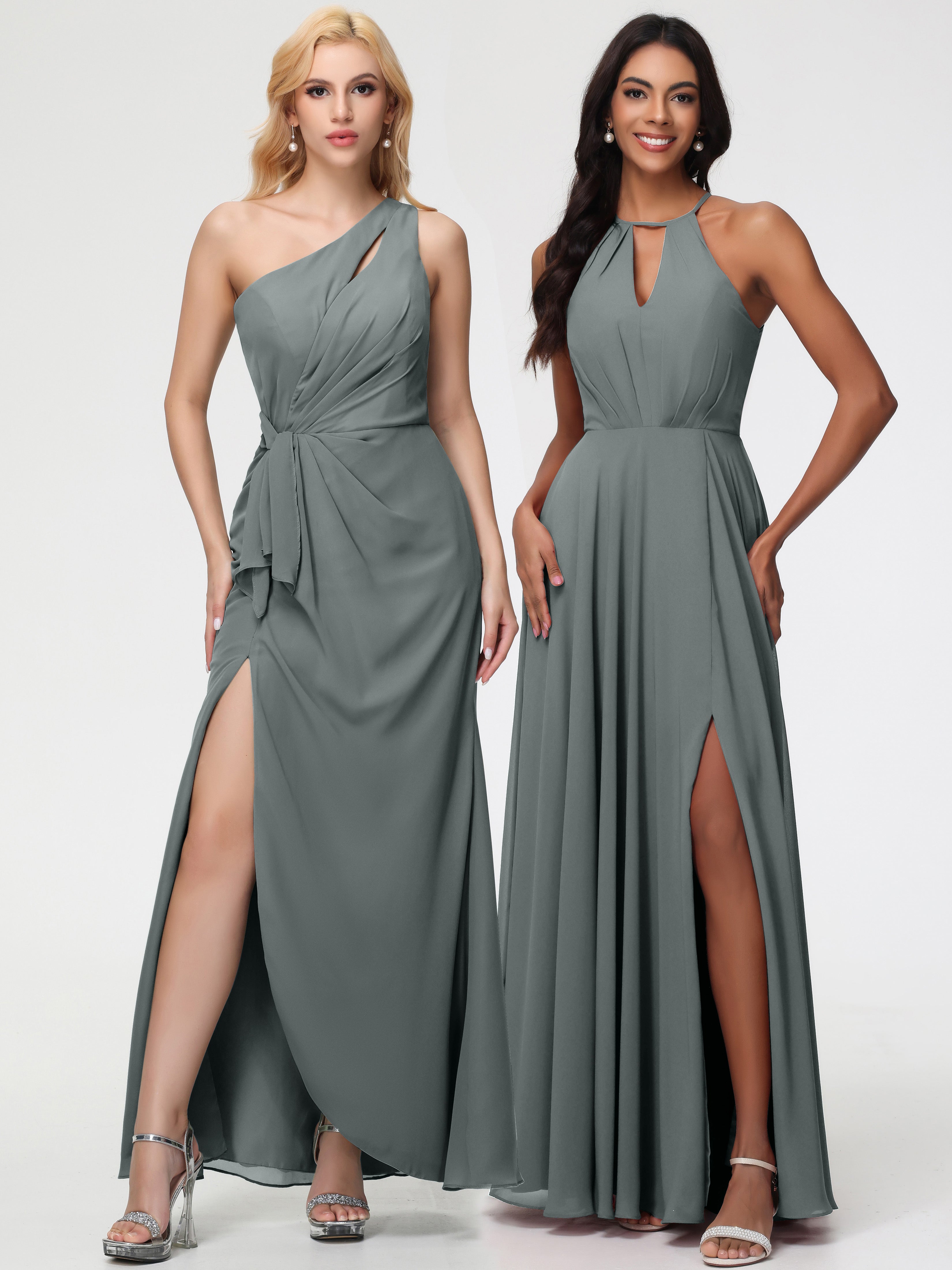 Halter A-Line Sleeveless Floor-Length Split Chiffon Bridesmaid Dresses (Copy)