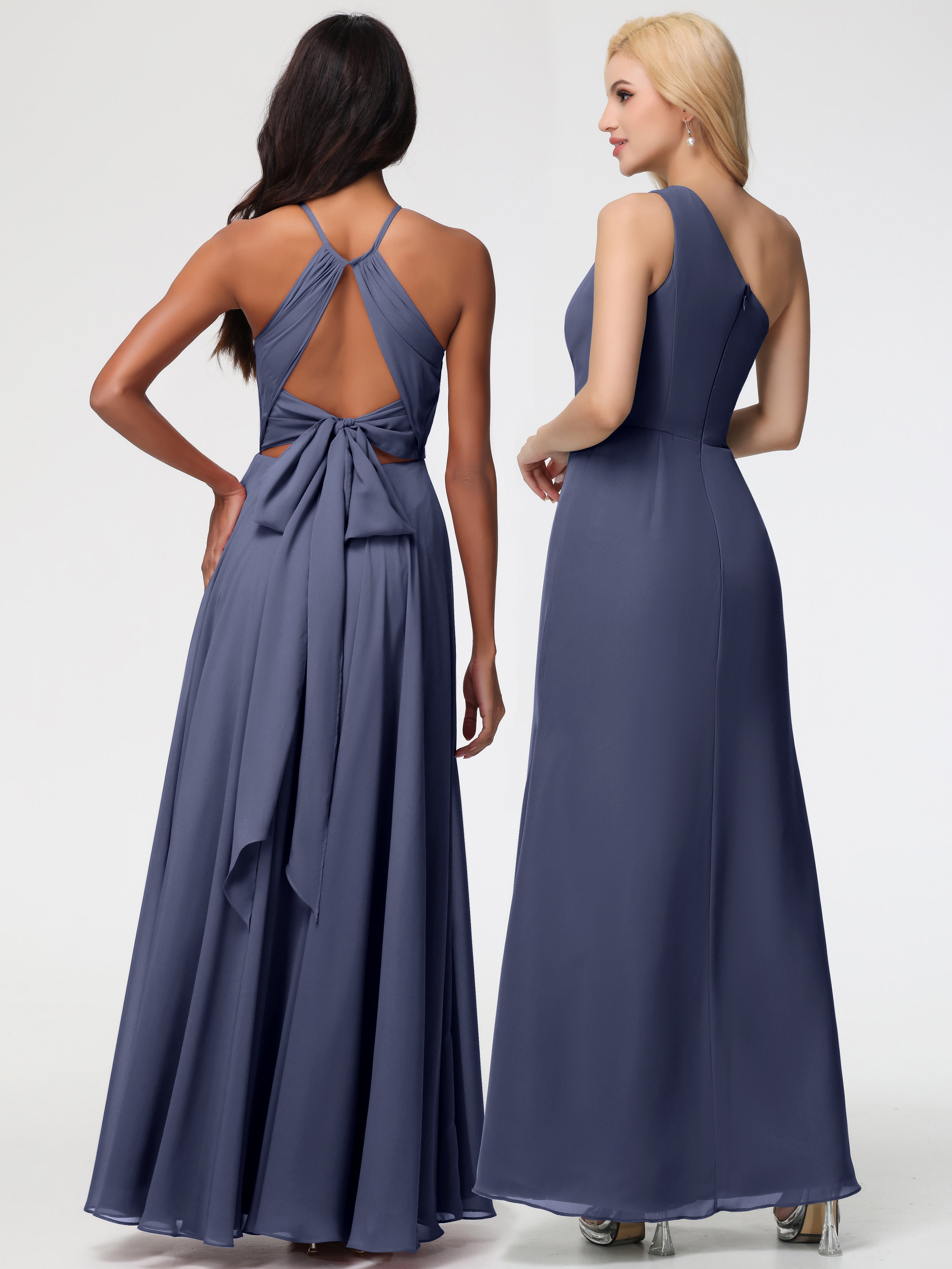Halter A-Line Sleeveless Floor-Length Split Chiffon Bridesmaid Dresses (Copy)