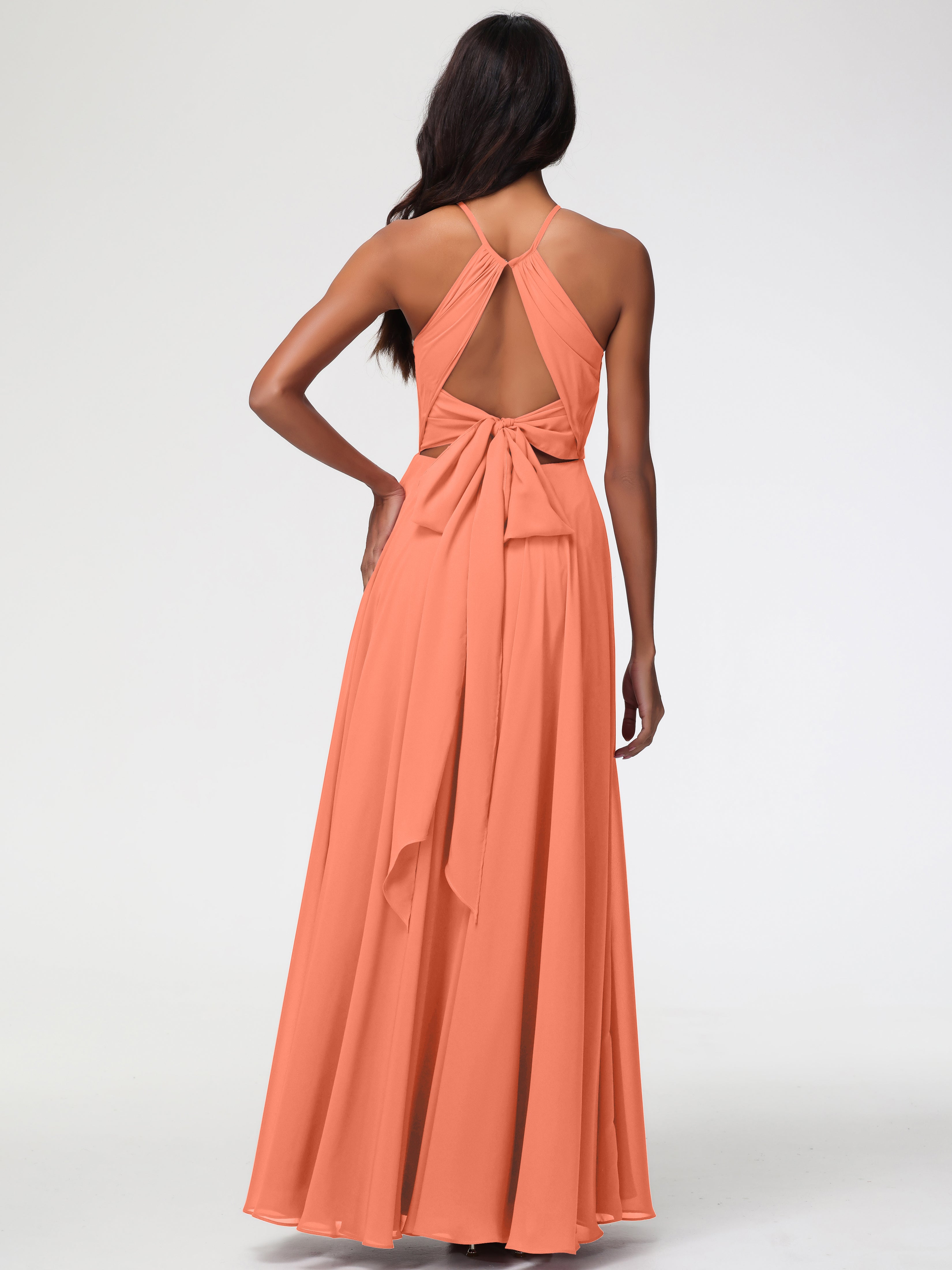 Halter A-Line Sleeveless Floor-Length Split Chiffon Bridesmaid Dresses (Copy)