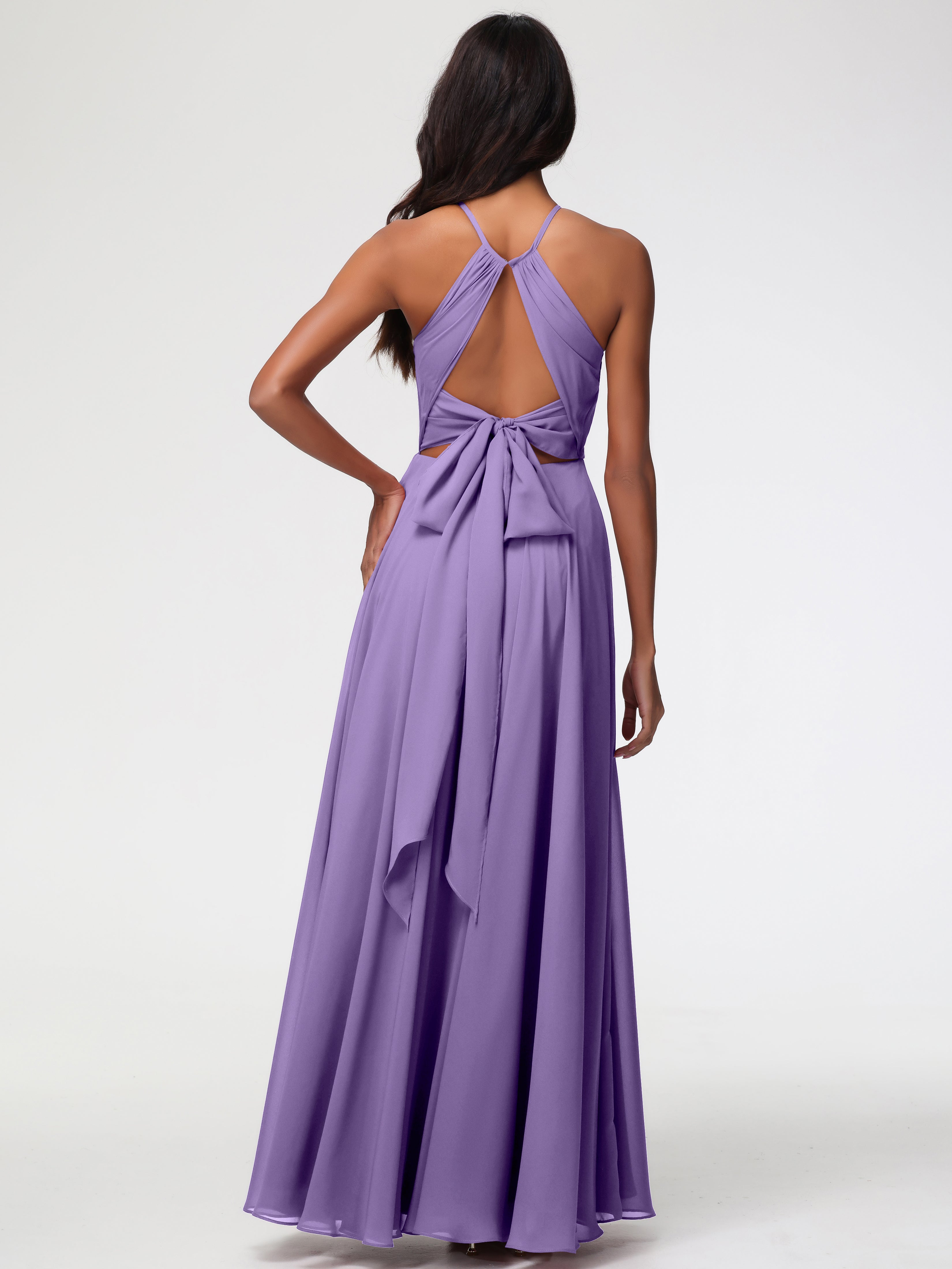 Halter A-Line Sleeveless Floor-Length Split Chiffon Bridesmaid Dresses (Copy)