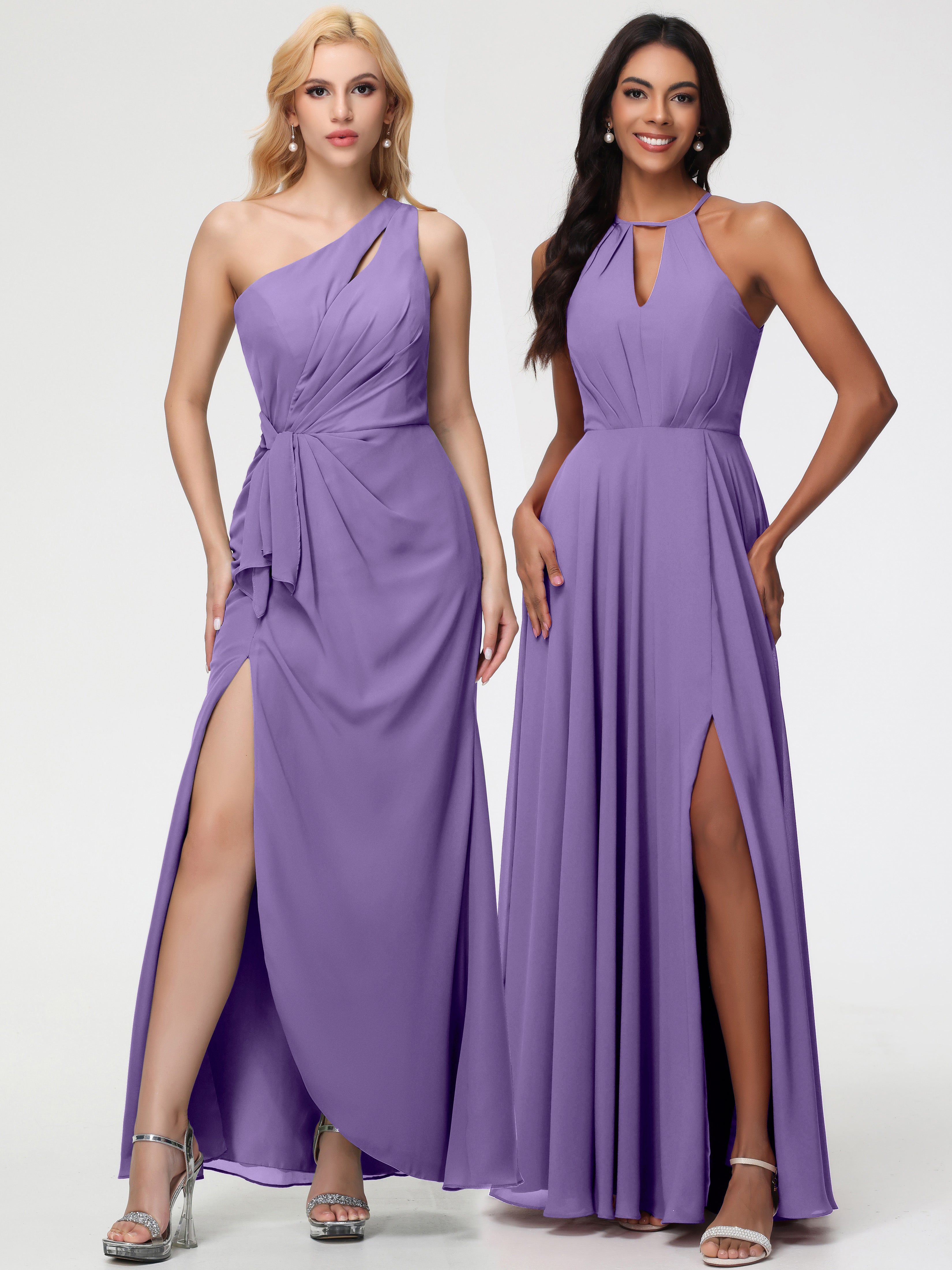 Halter A-Line Sleeveless Floor-Length Split Chiffon Bridesmaid Dresses (Copy)