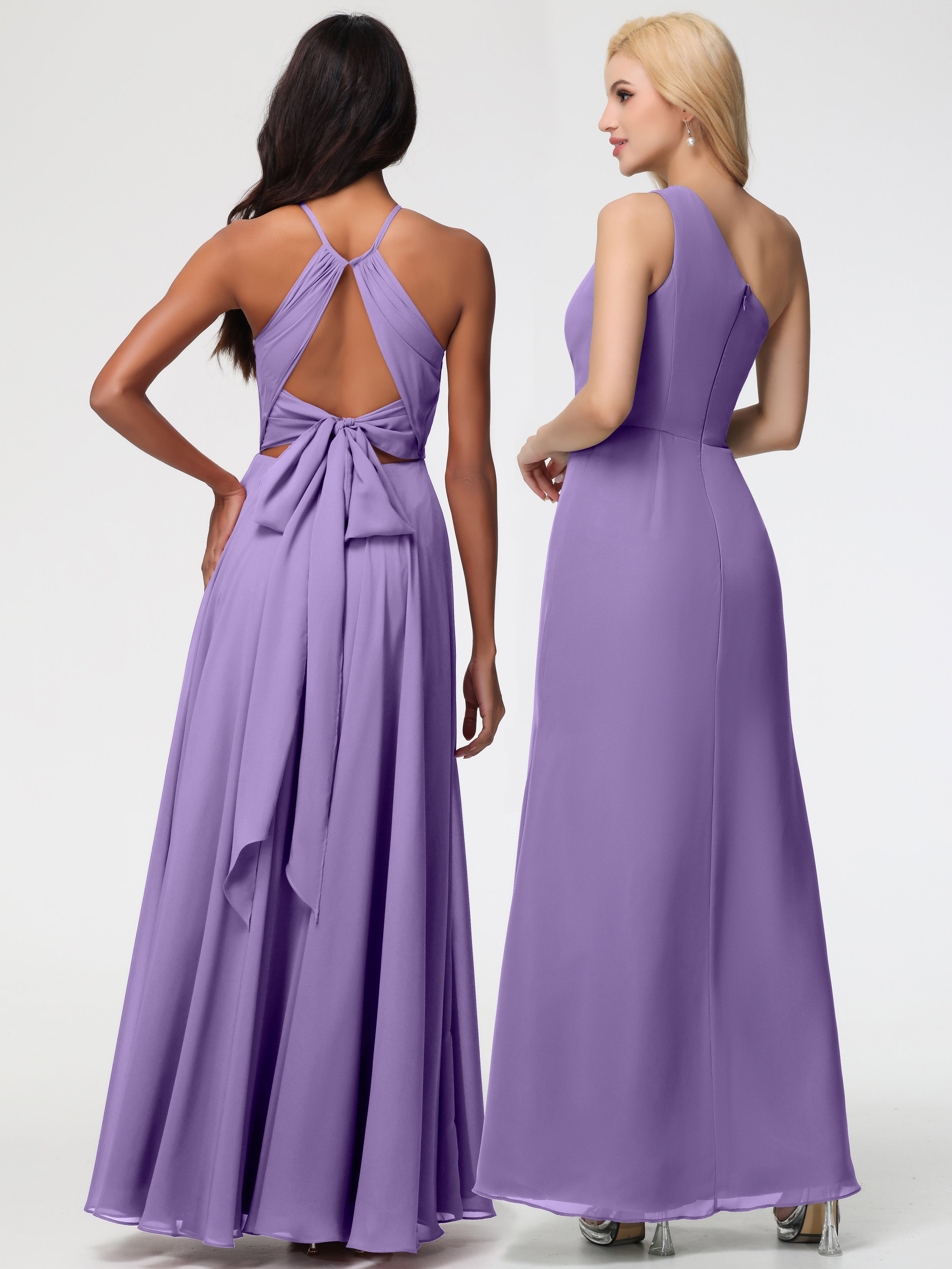 Halter A-Line Sleeveless Floor-Length Split Chiffon Bridesmaid Dresses (Copy)
