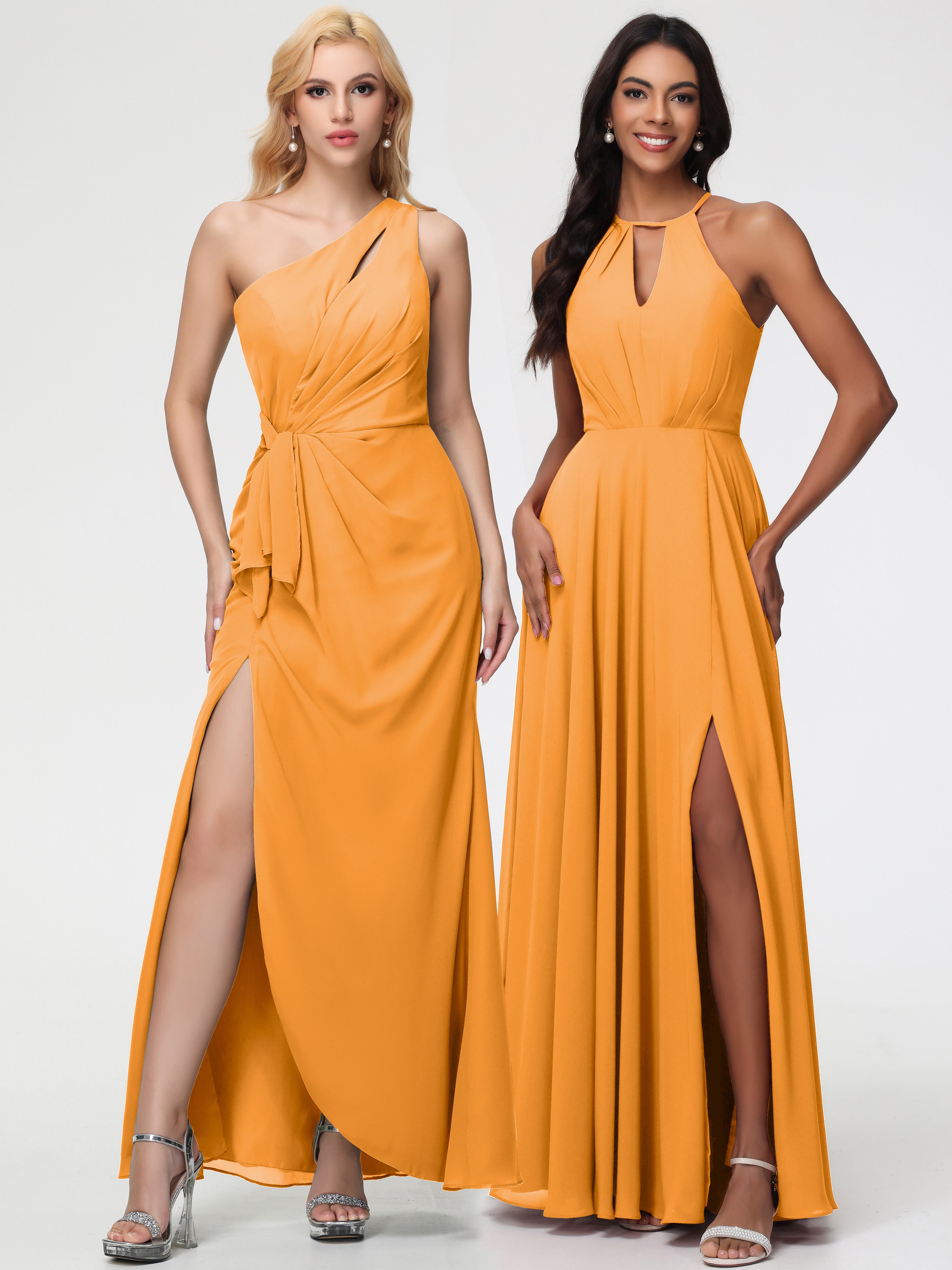 Halter A-Line Sleeveless Floor-Length Split Chiffon Bridesmaid Dresses (Copy)
