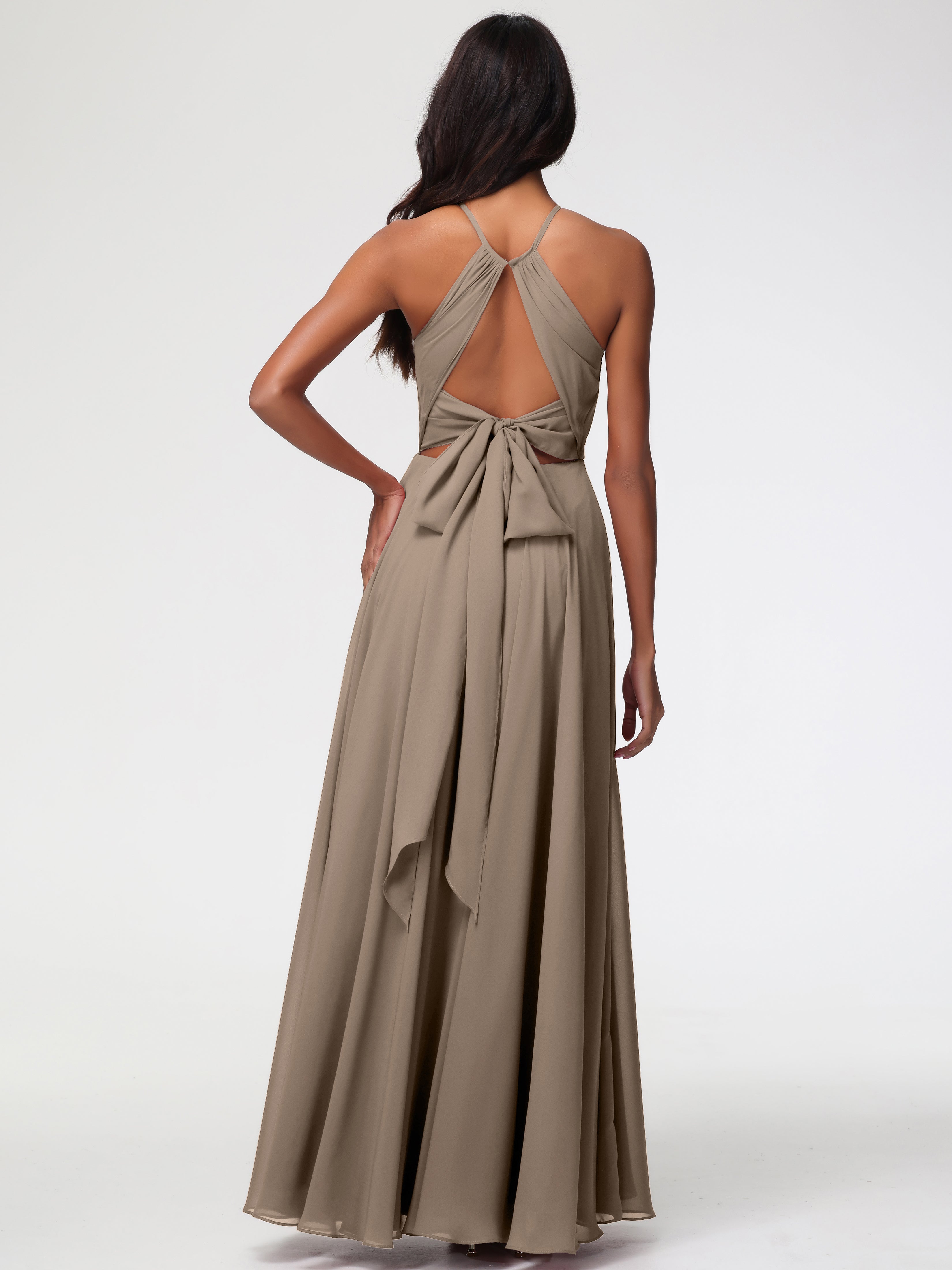 Halter A-Line Sleeveless Floor-Length Split Chiffon Bridesmaid Dresses (Copy)