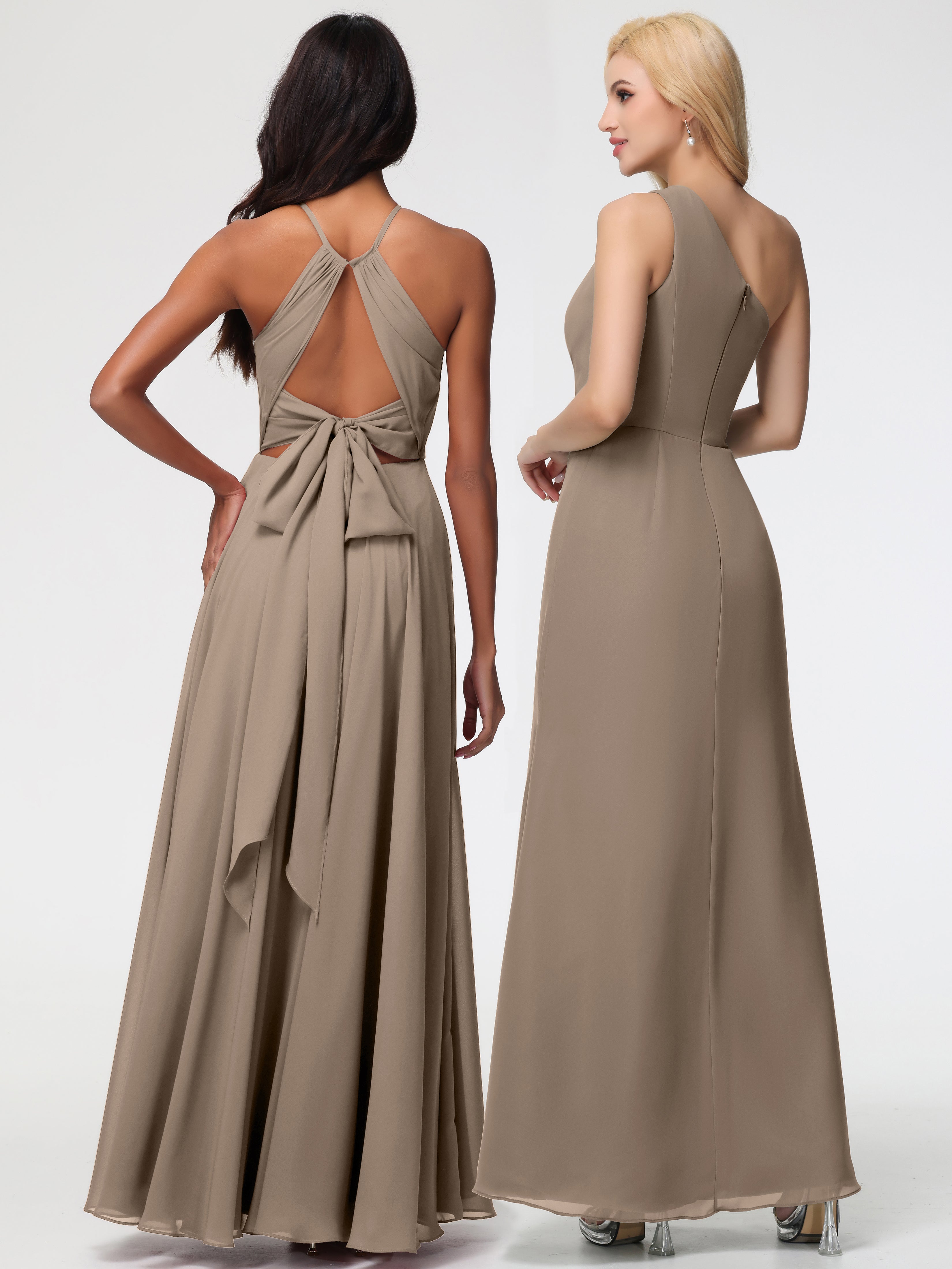 Halter A-Line Sleeveless Floor-Length Split Chiffon Bridesmaid Dresses (Copy)