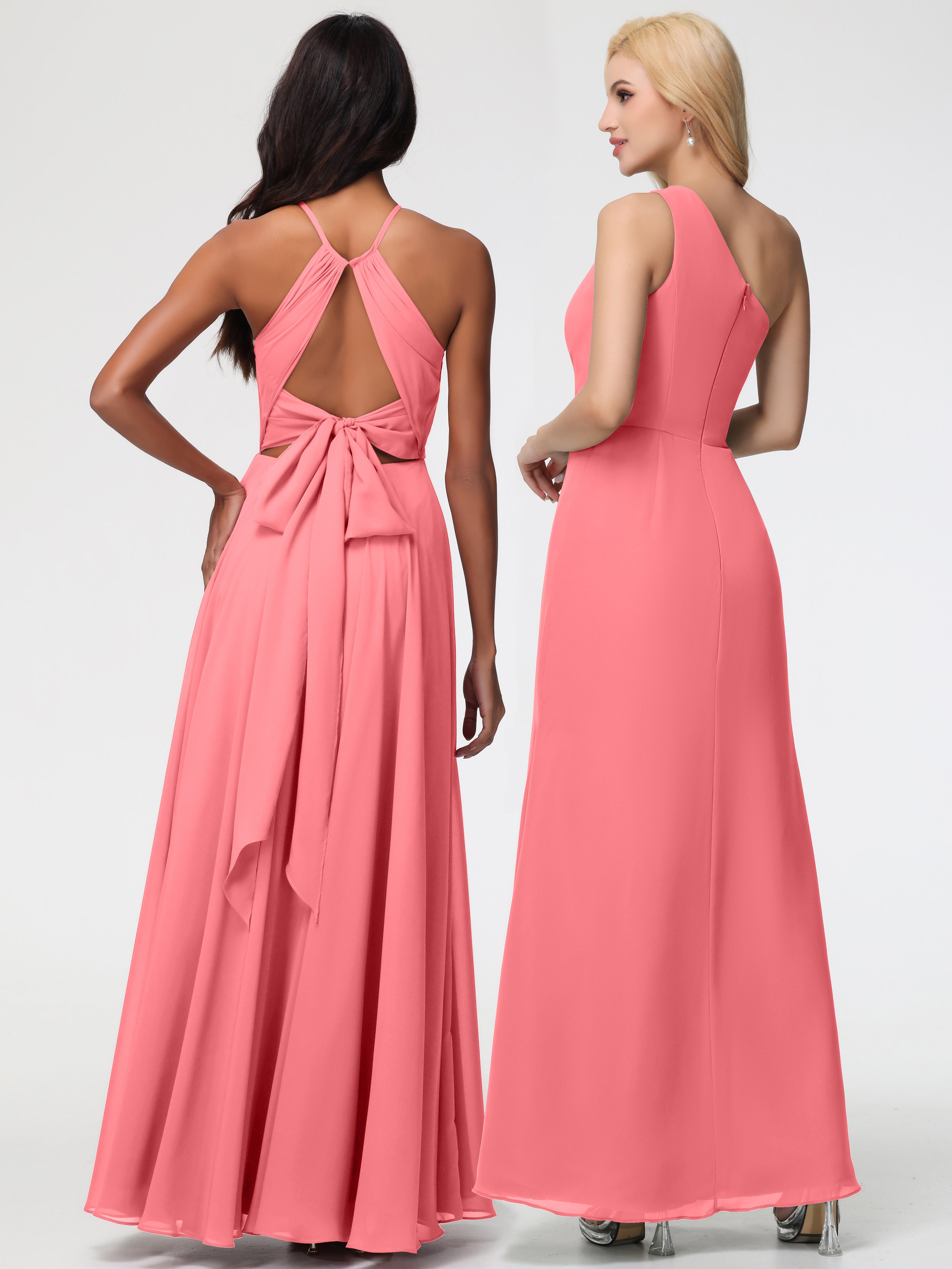 Halter A-Line Sleeveless Floor-Length Split Chiffon Bridesmaid Dresses (Copy)