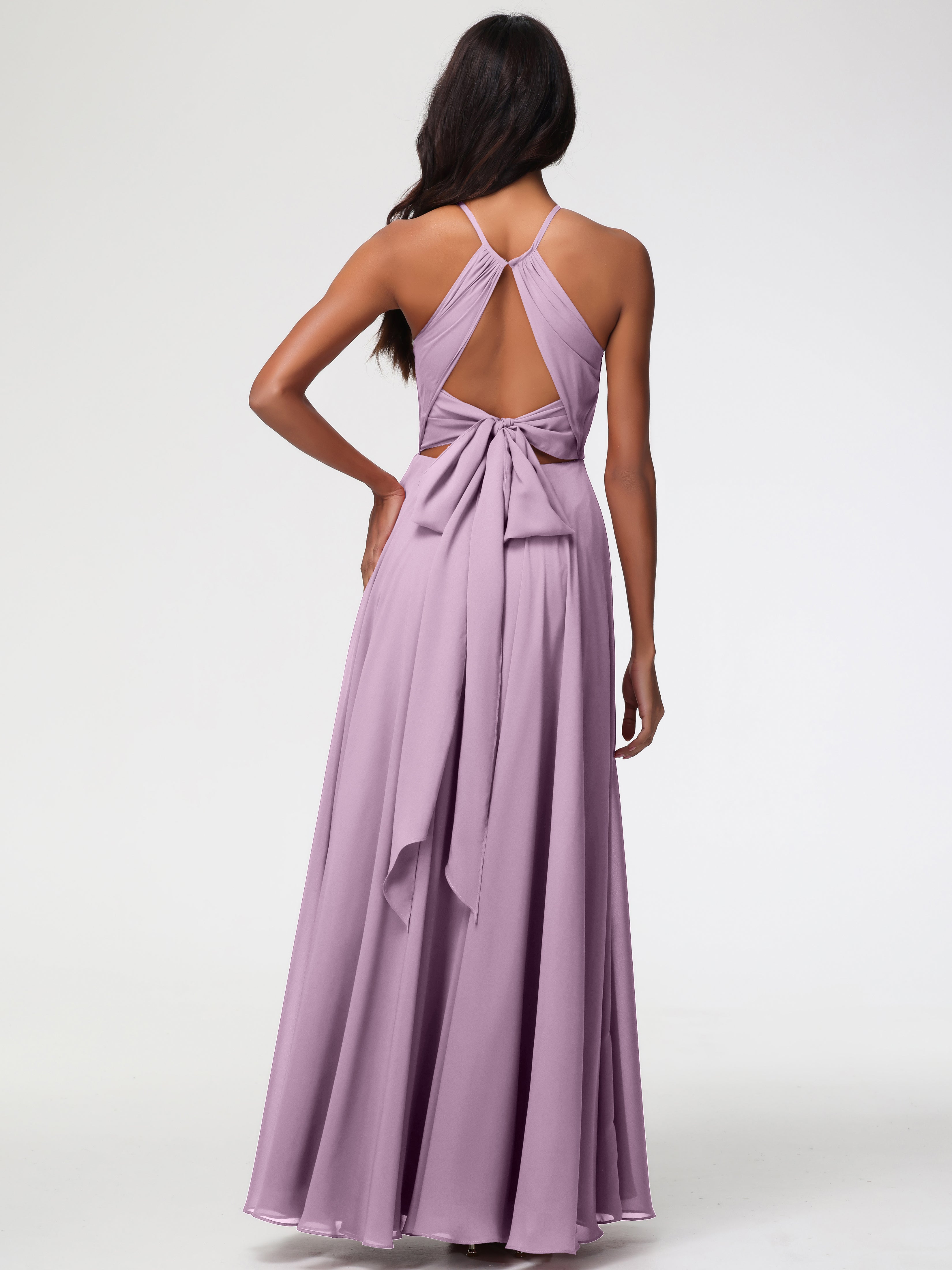 Halter A-Line Sleeveless Floor-Length Split Chiffon Bridesmaid Dresses (Copy)