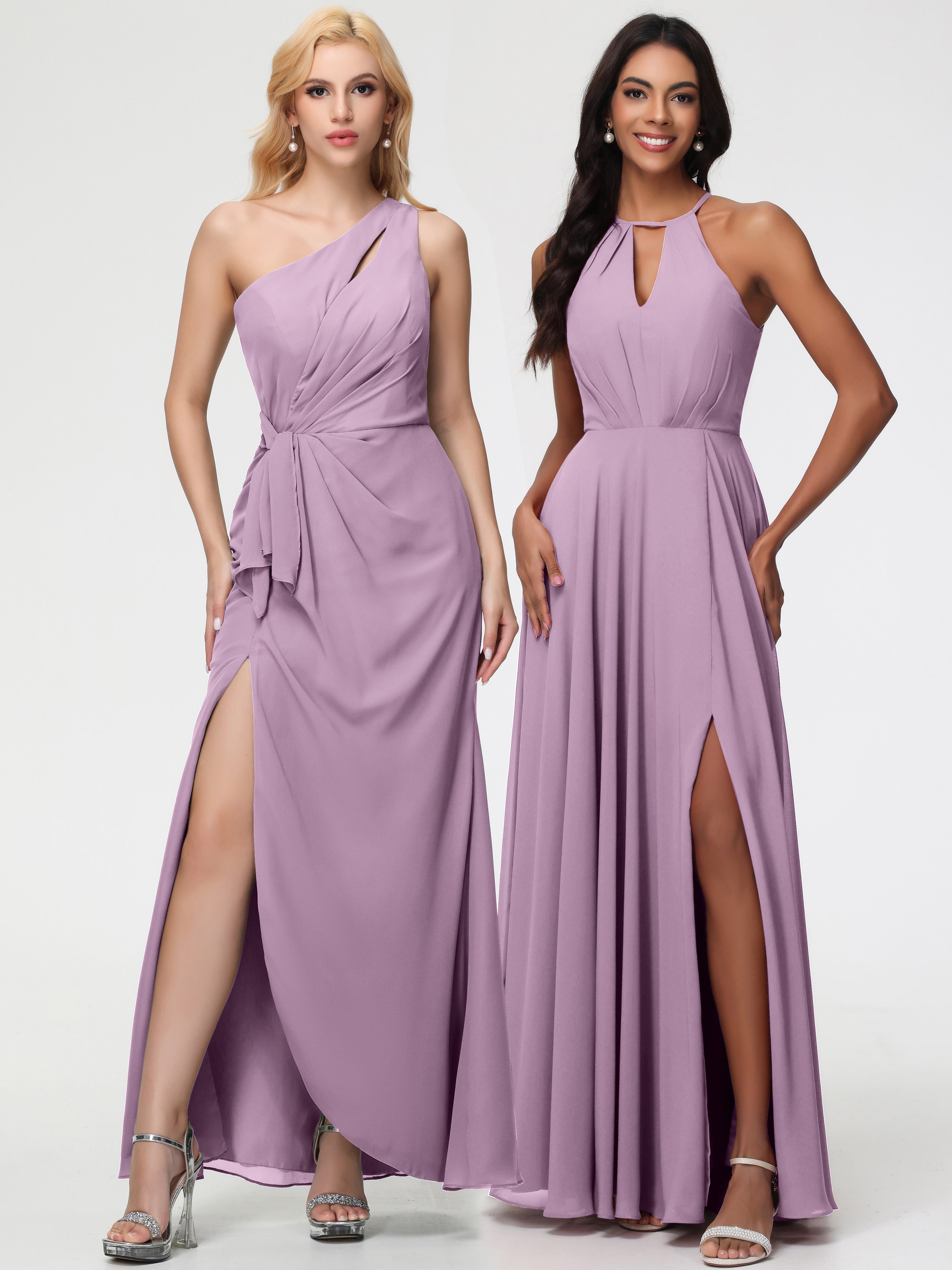 Halter A-Line Sleeveless Floor-Length Split Chiffon Bridesmaid Dresses (Copy)