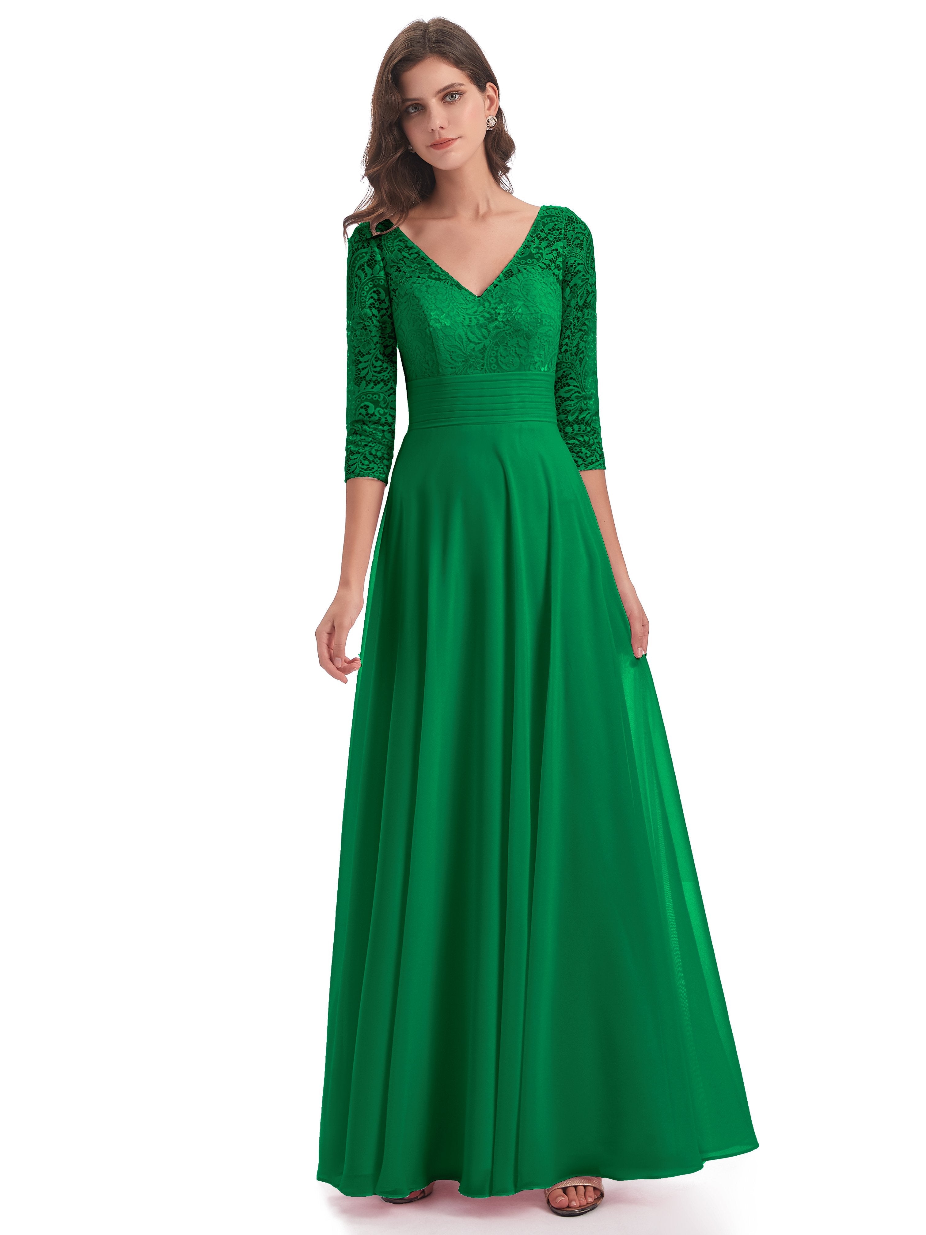 Girls Emerald Green Bridesmaid Dresses Florence Charming 3/4 Length Sl