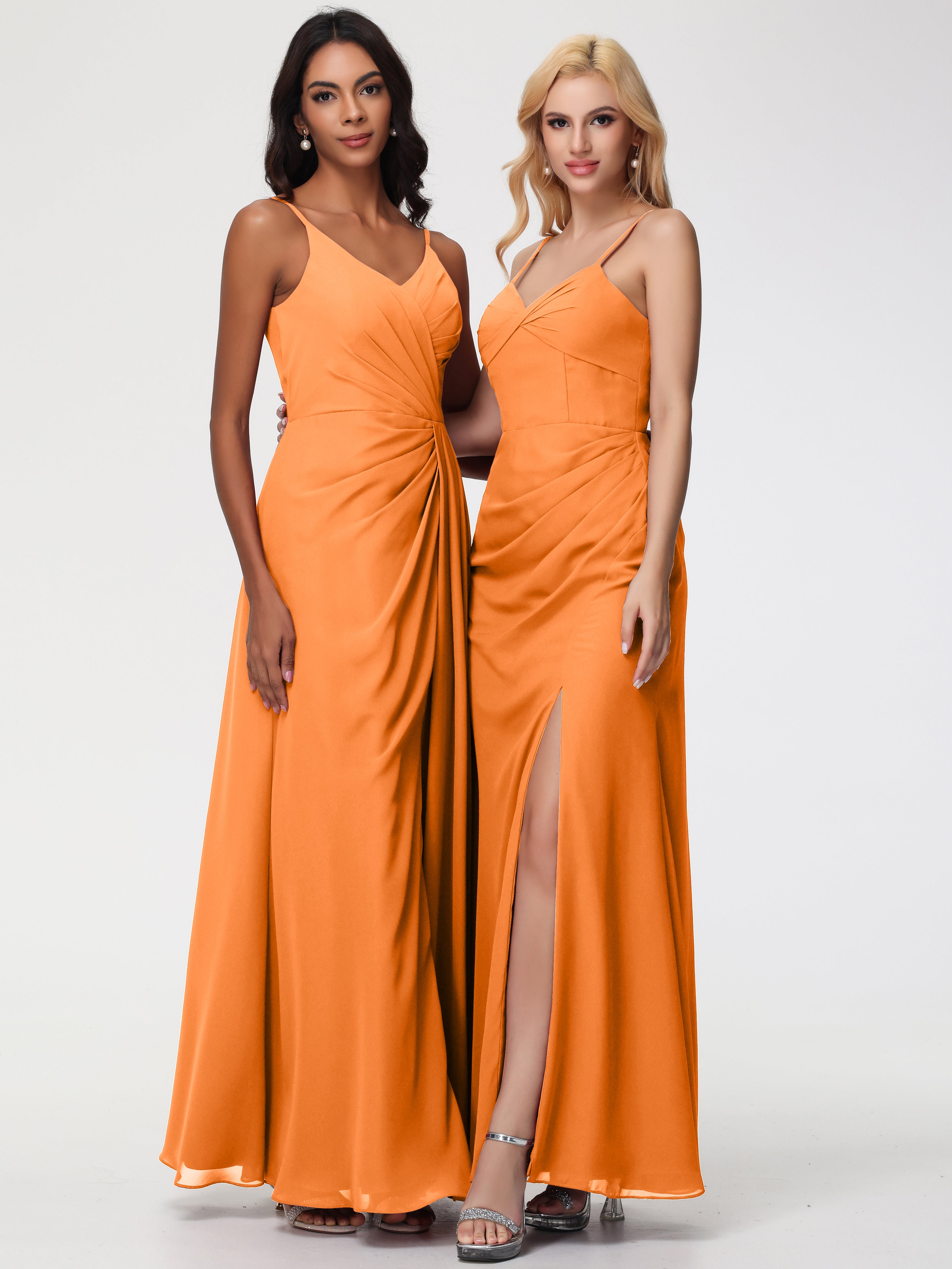 V-Neck A-Line Sleeveless Spaghetti Straps Chiffon Bridesmaid Dresses With Split (Copy)