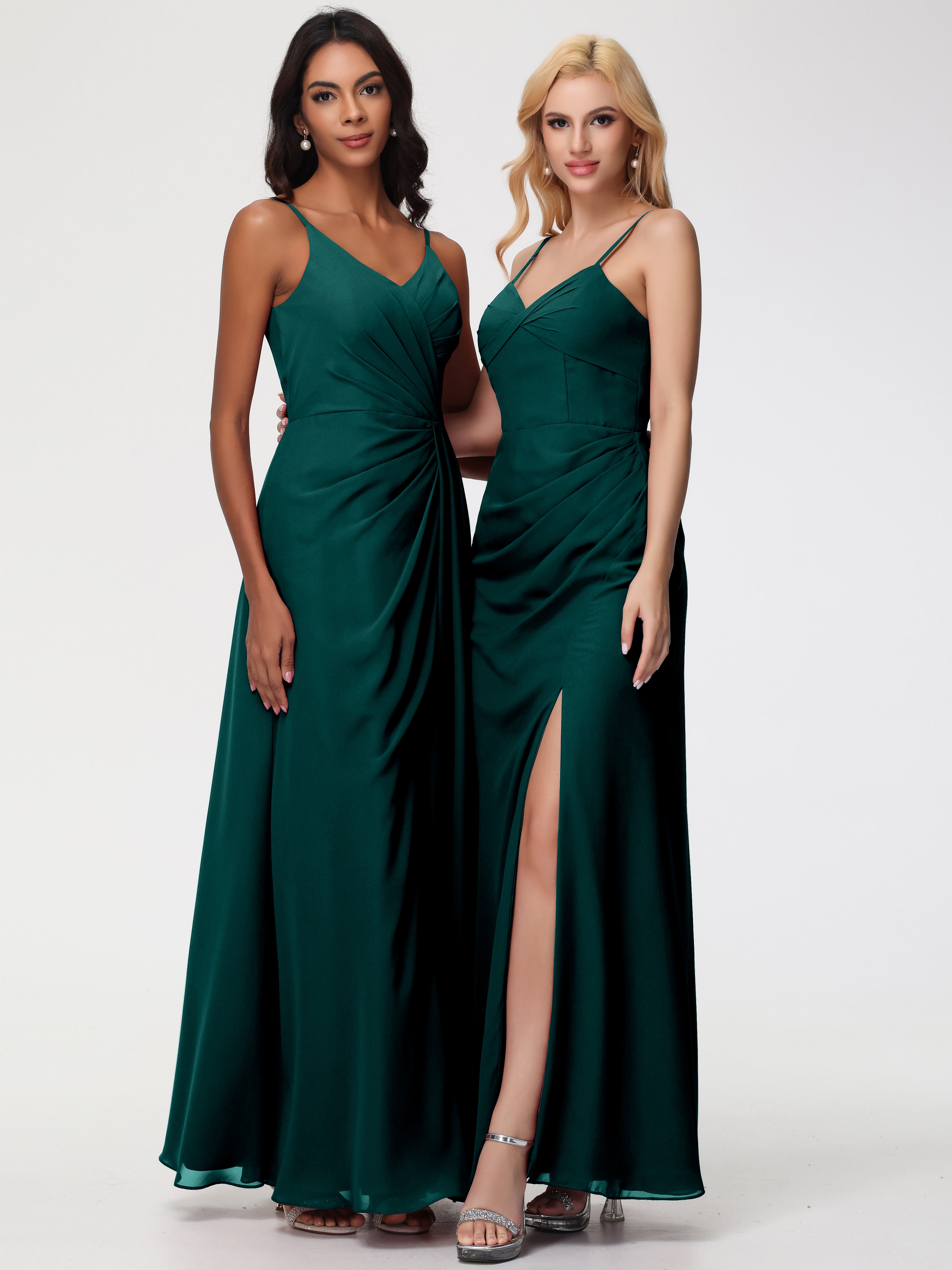 V-Neck A-Line Sleeveless Spaghetti Straps Chiffon Bridesmaid Dresses With Split (Copy)