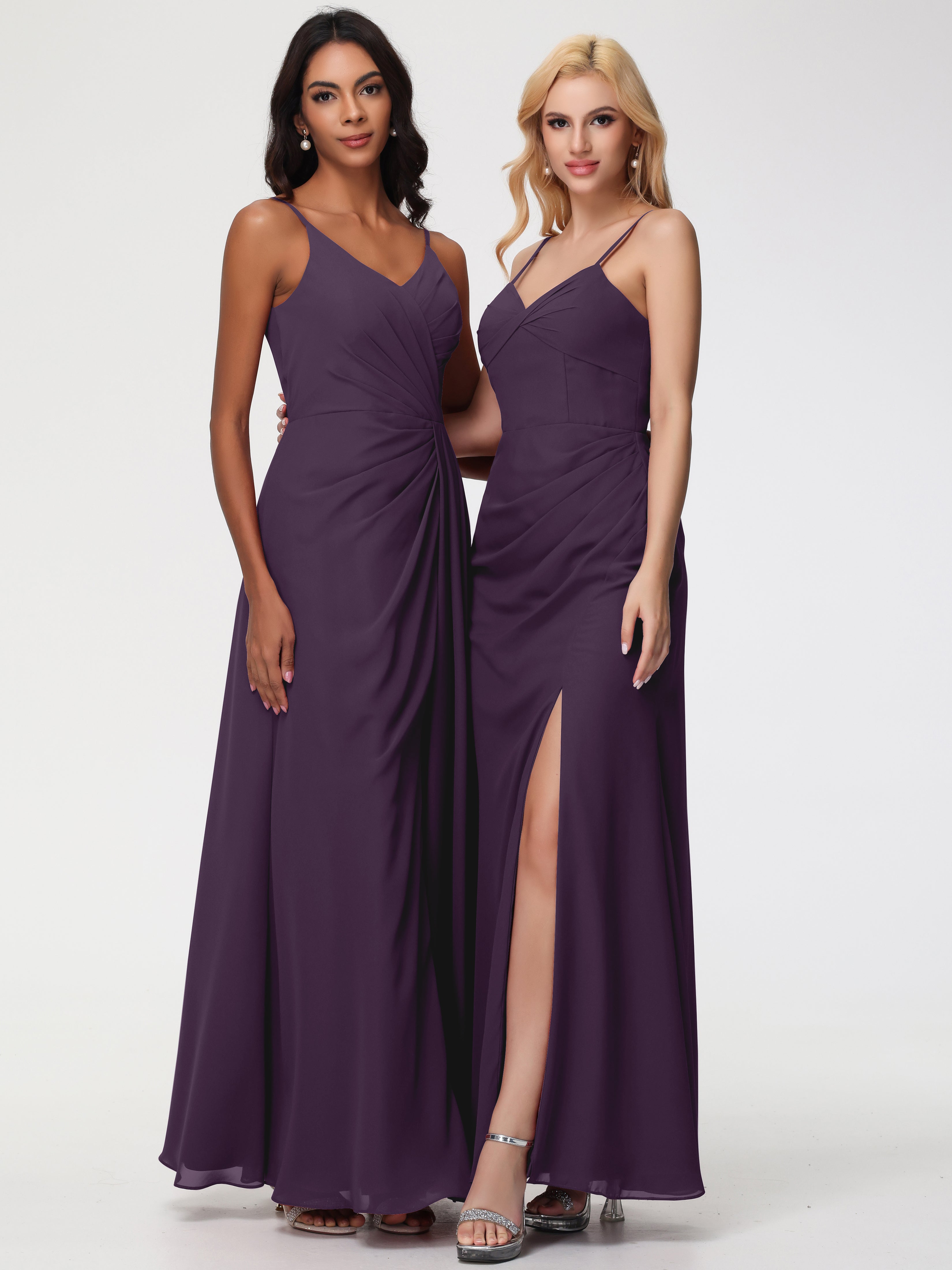 V-Neck A-Line Sleeveless Spaghetti Straps Chiffon Bridesmaid Dresses With Split (Copy)