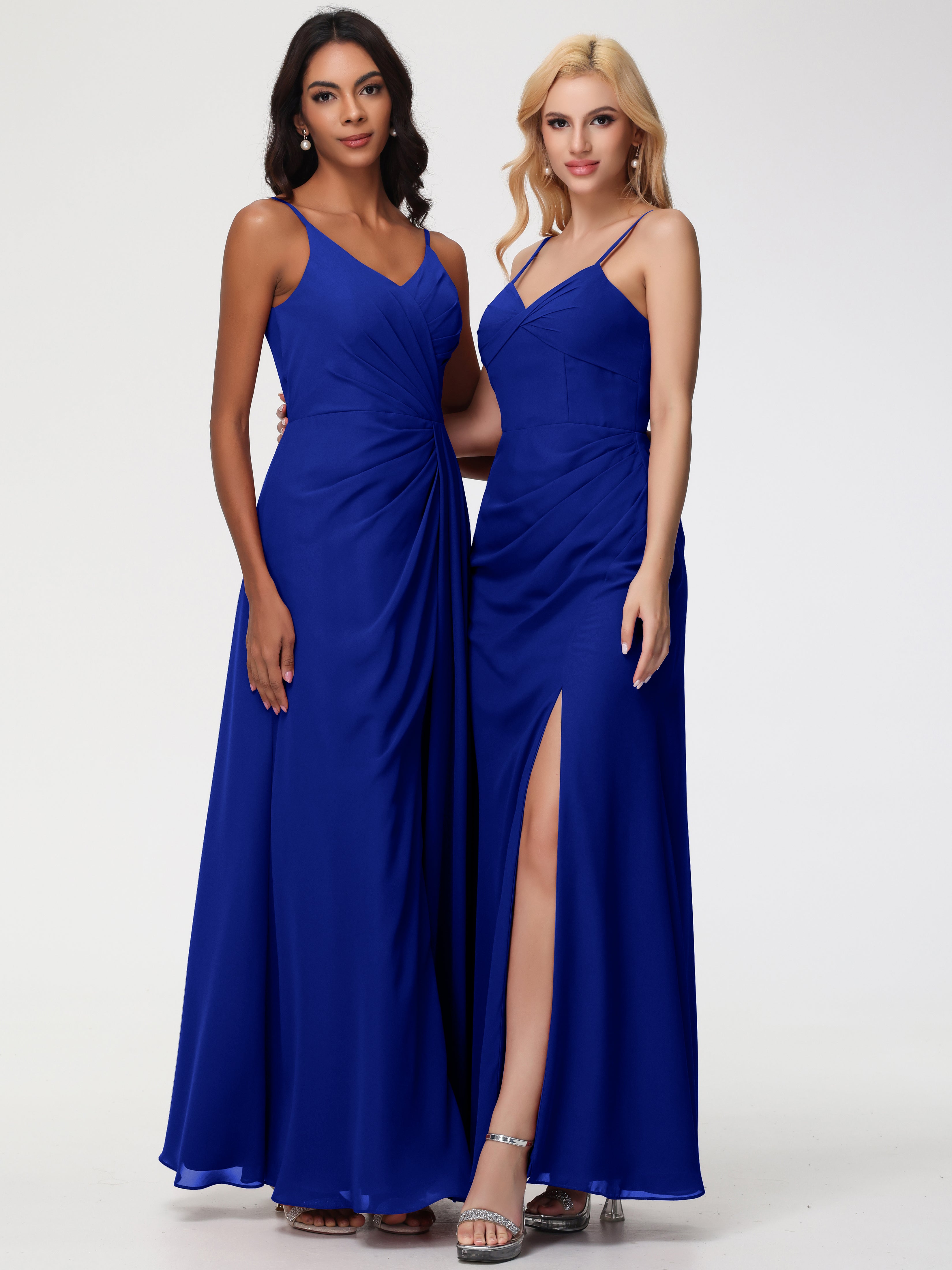 V-Neck A-Line Sleeveless Spaghetti Straps Chiffon Bridesmaid Dresses With Split (Copy)