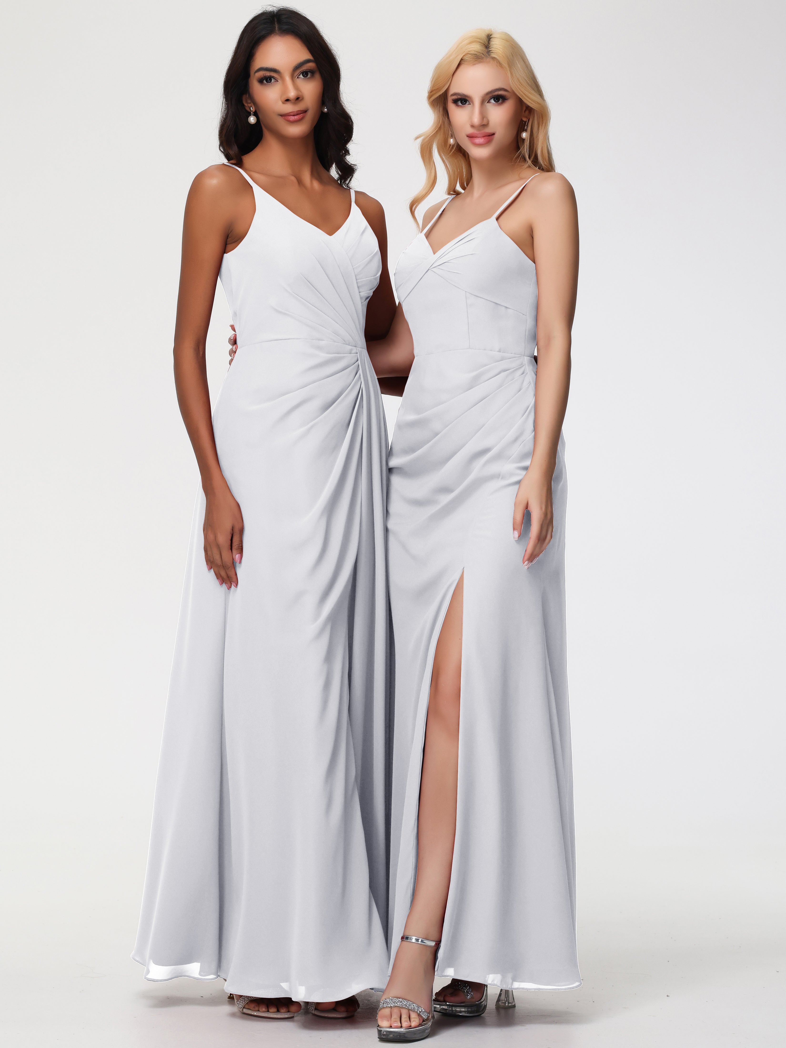 V-Neck A-Line Sleeveless Spaghetti Straps Chiffon Bridesmaid Dresses With Split (Copy)