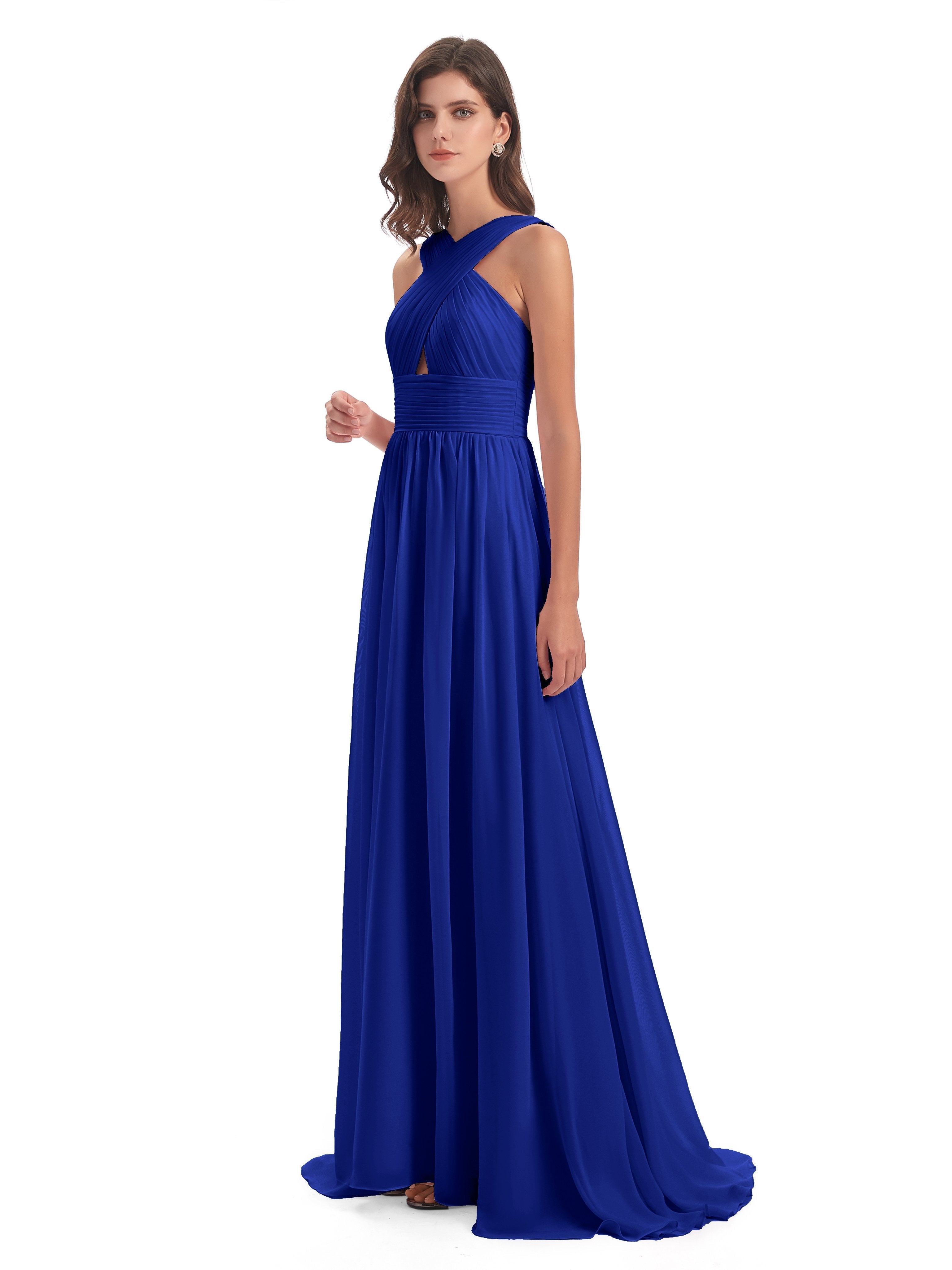 Royal Blue Bridesmaids Dress Millie Alarming Formal Sweep-Brush Train