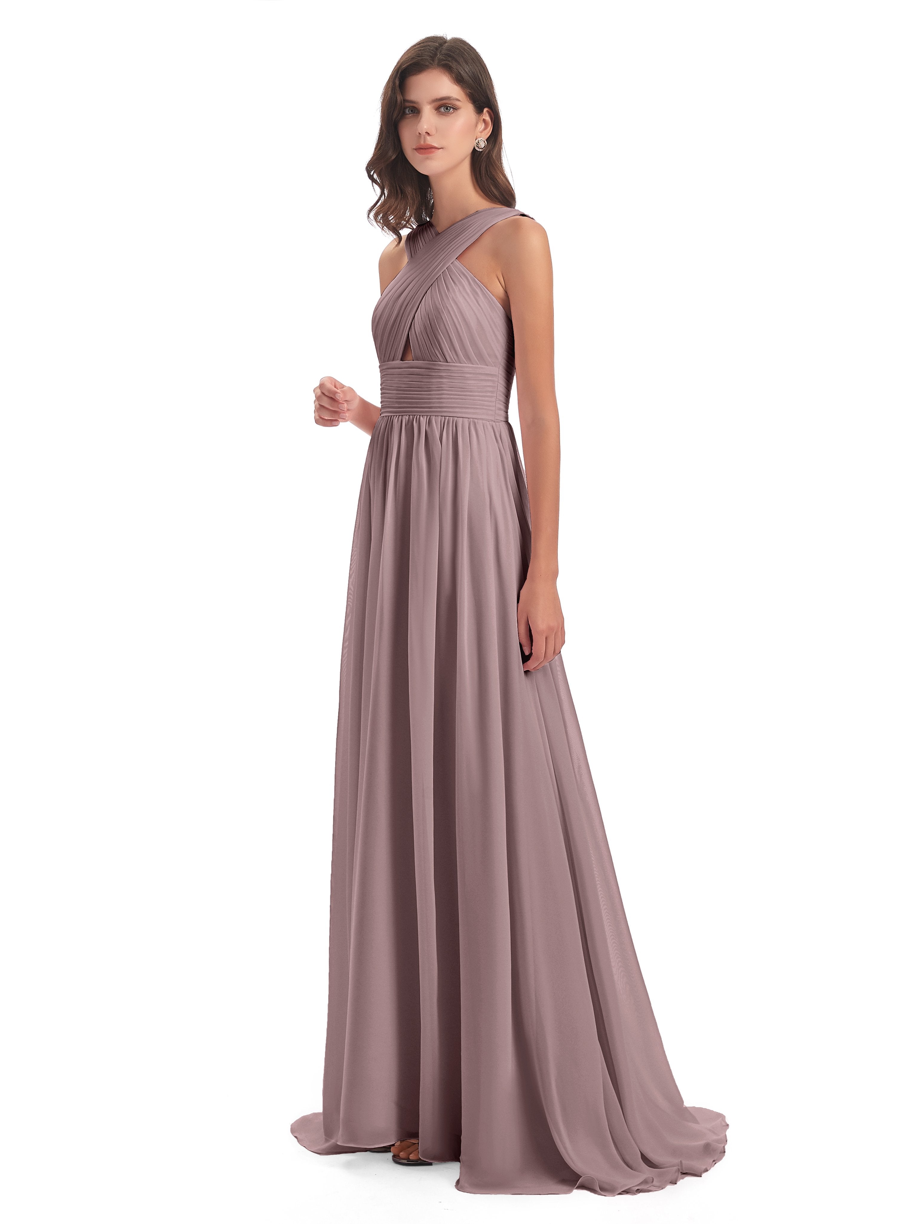Vintage Mauve Bridesmaid Dresses Uk Millie Alarming Formal Sweep-Brush