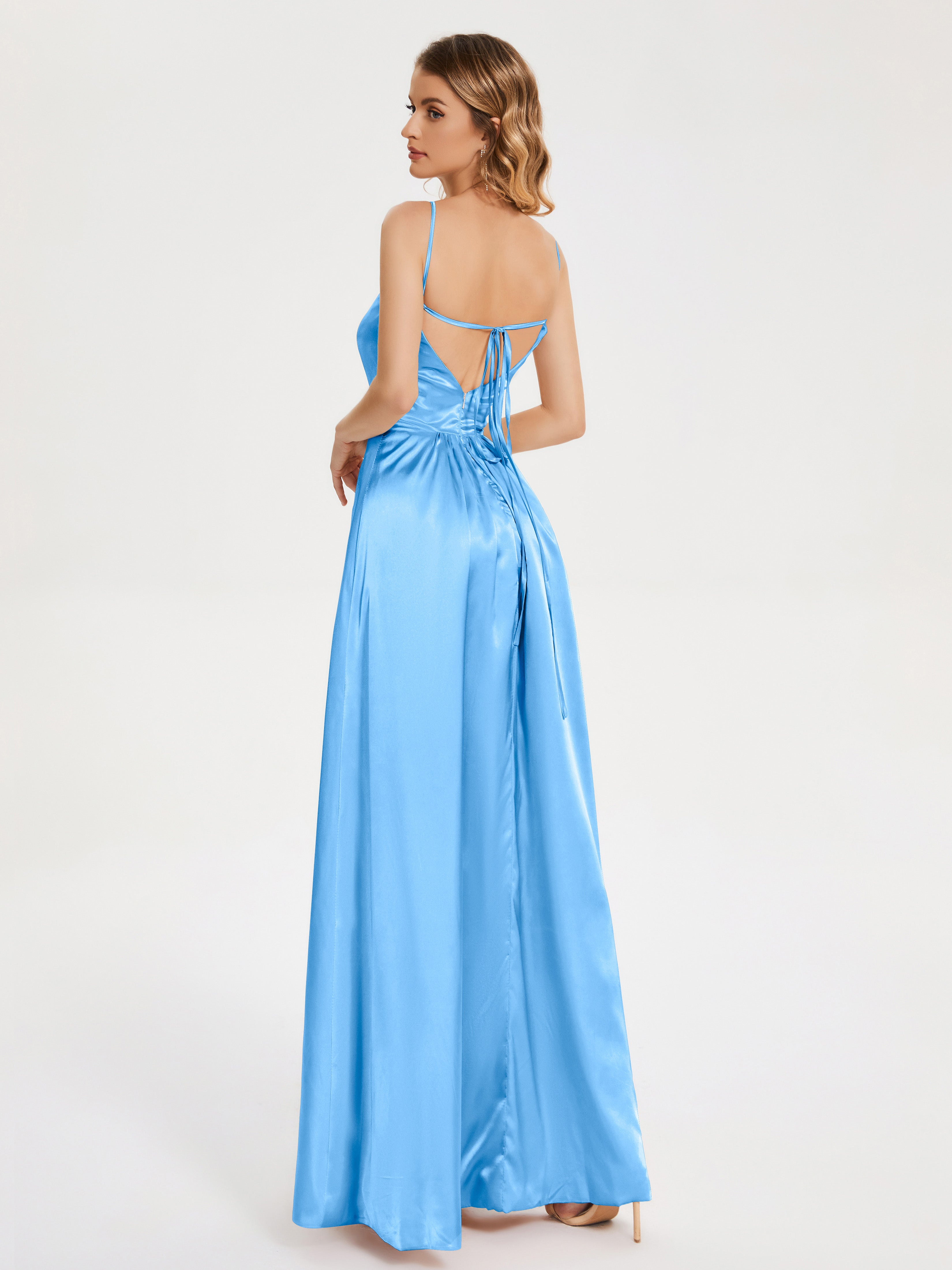 Miriam Simple Split Soft Satin Dresses