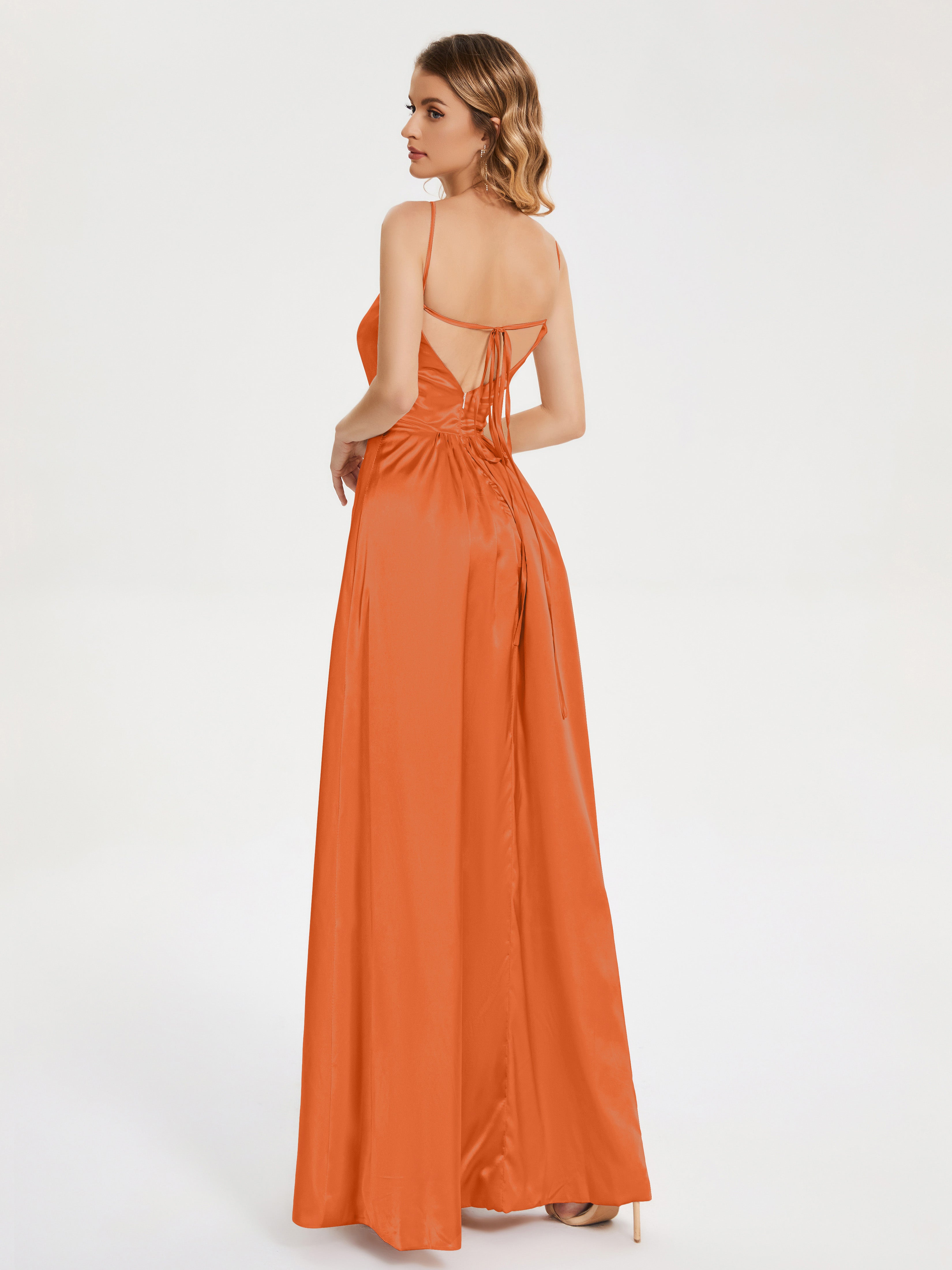 Split Soft Satin Party Dresses
