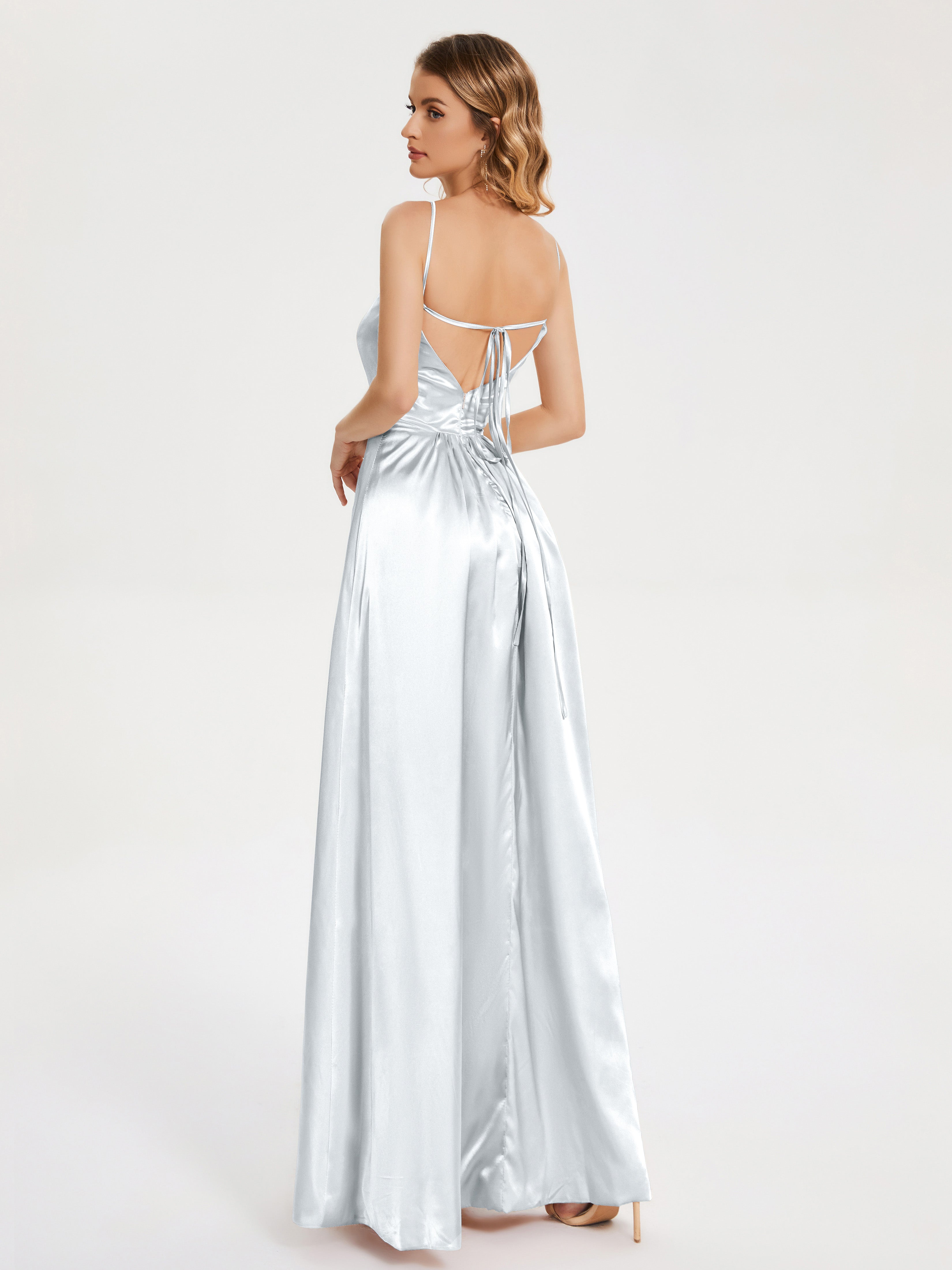 Miriam Simple Split Soft Satin Dresses