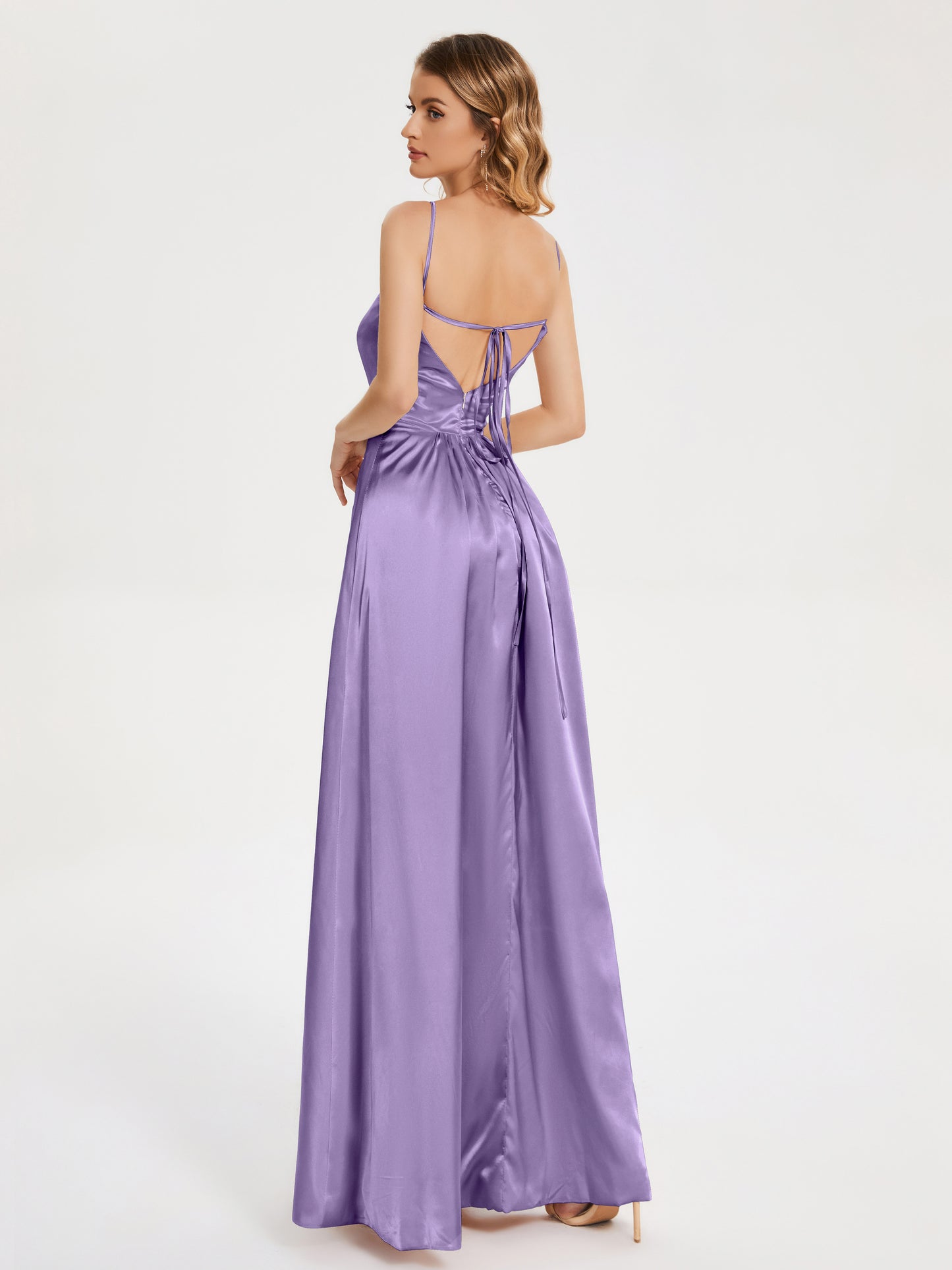 Miriam Simple Split Soft Satin Dresses