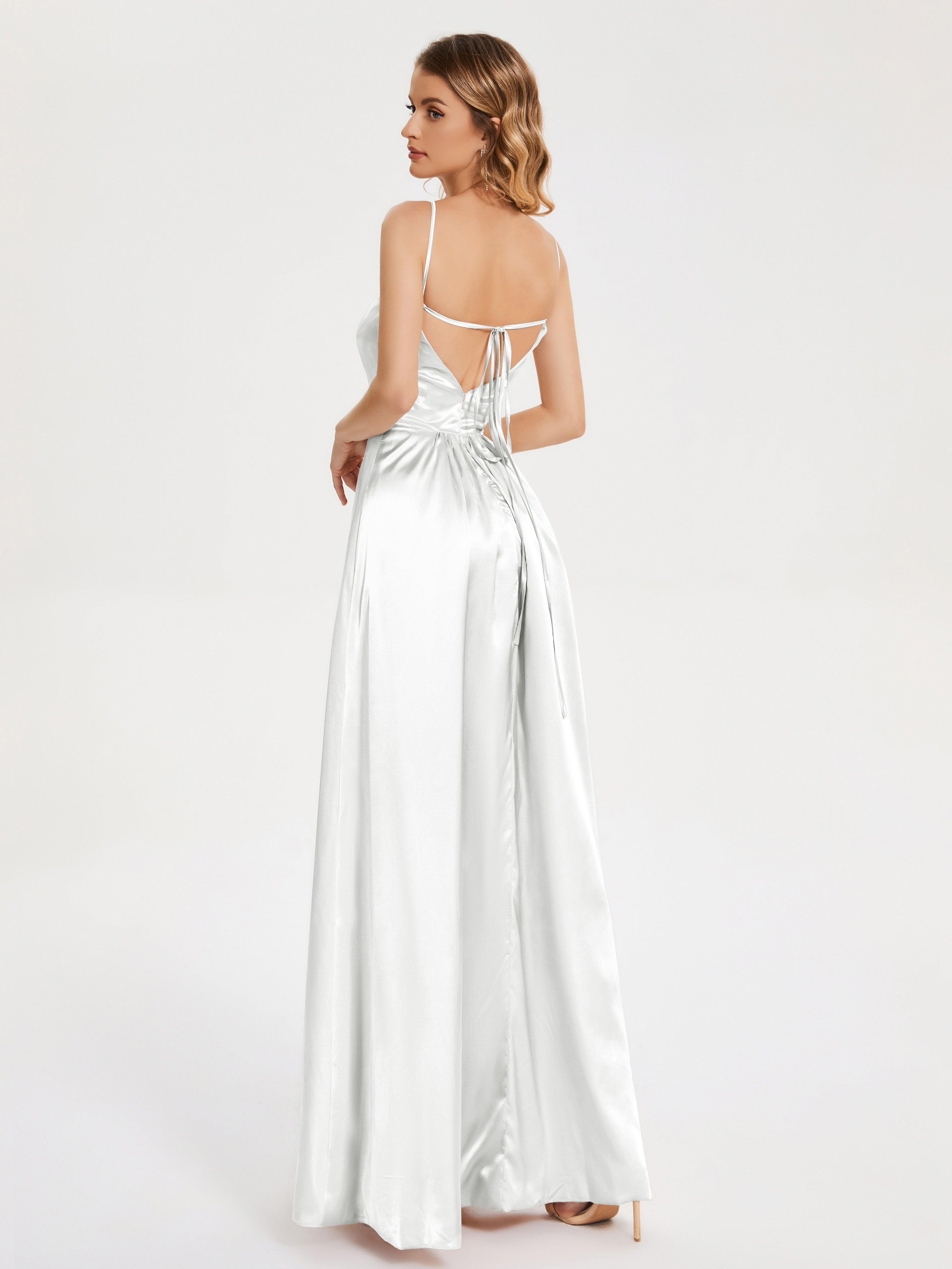 Miriam Simple Split Soft Satin Dresses