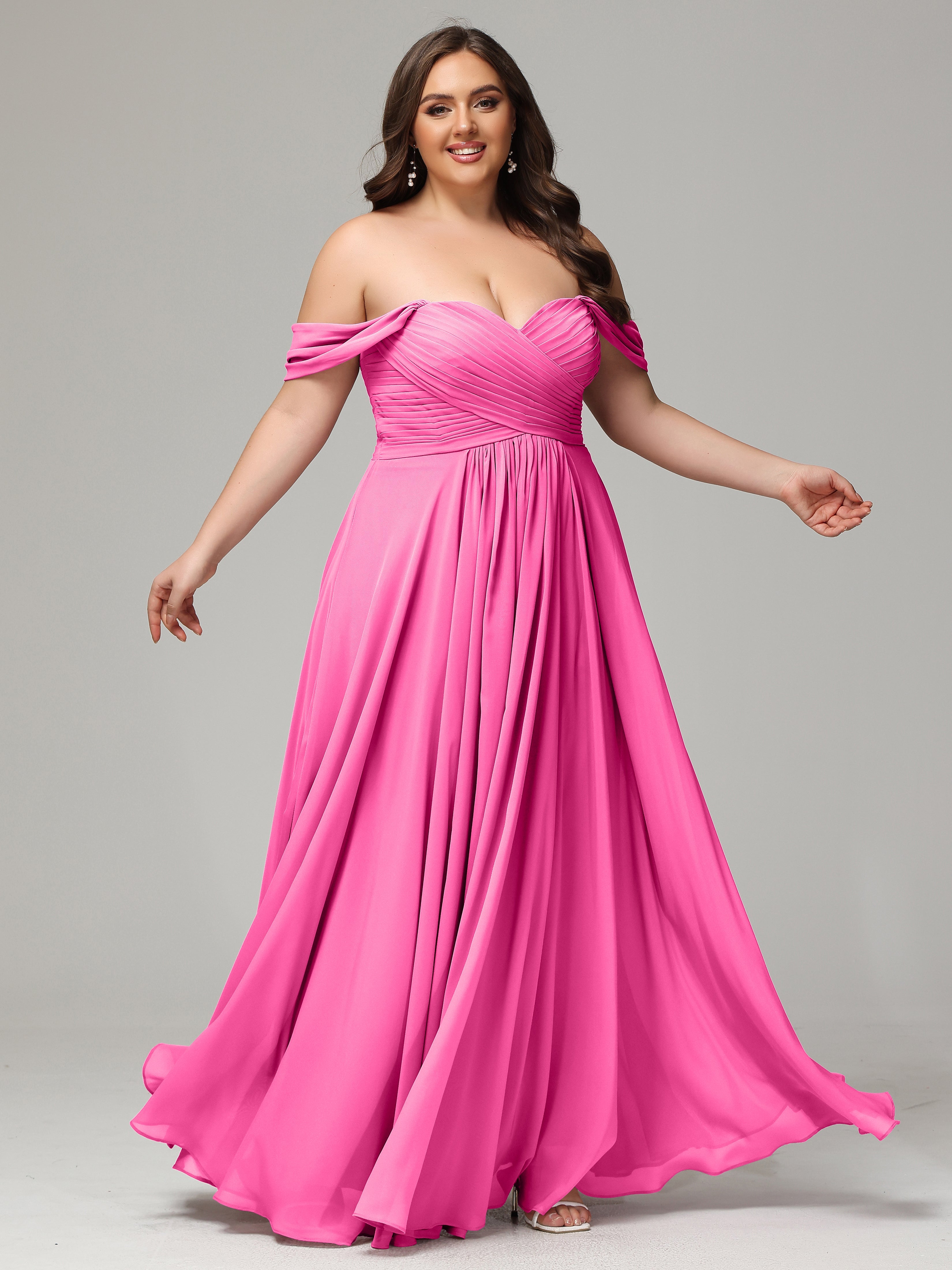 Azalea Bridesmaids Off The Shoulder Backless Long Chiffon Plus Size Br