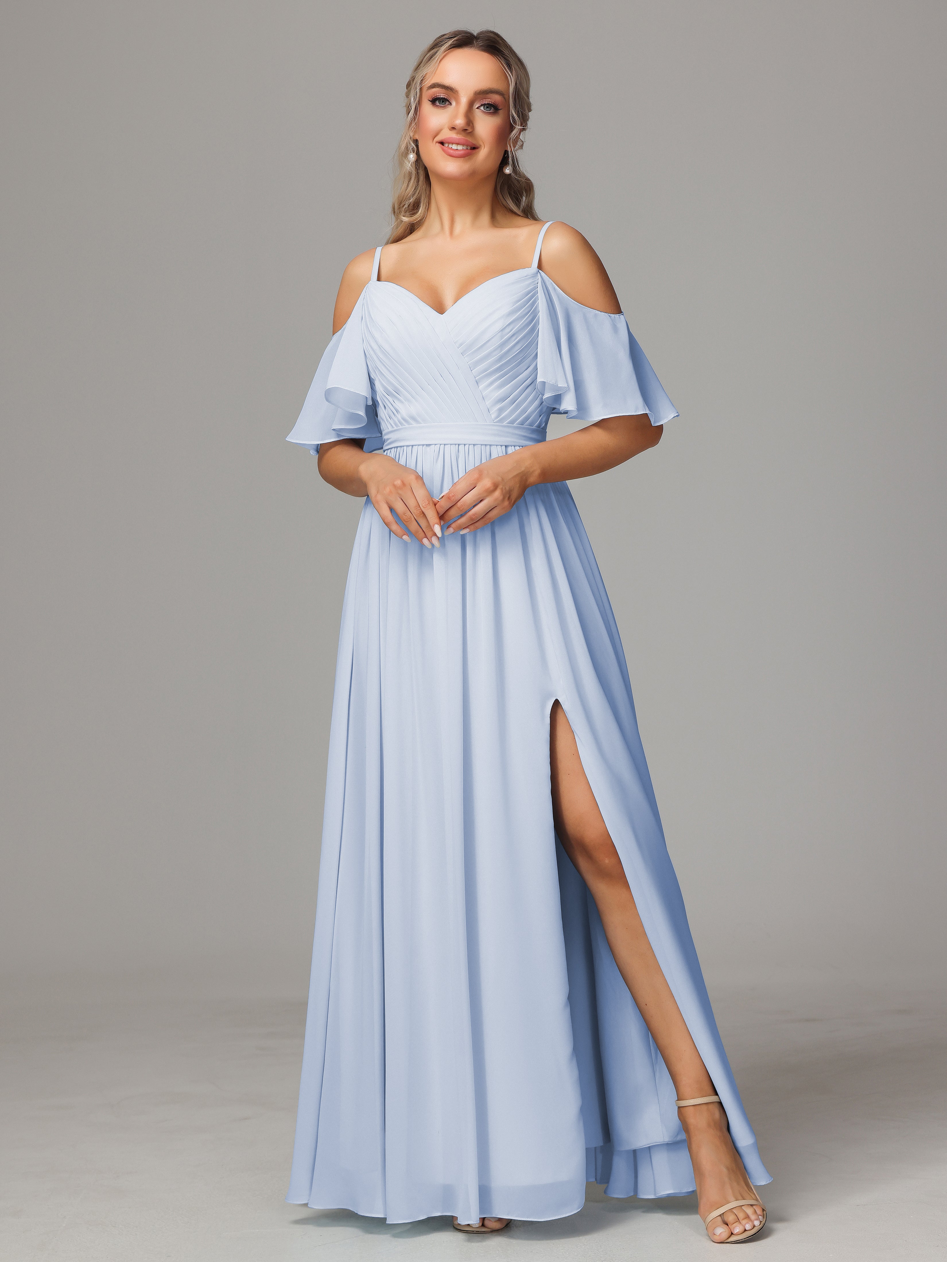 Turquoise Bridesmaid Dresses Sweetheart Off The Shoulder Long Chiffon Bridesmaid Dresses